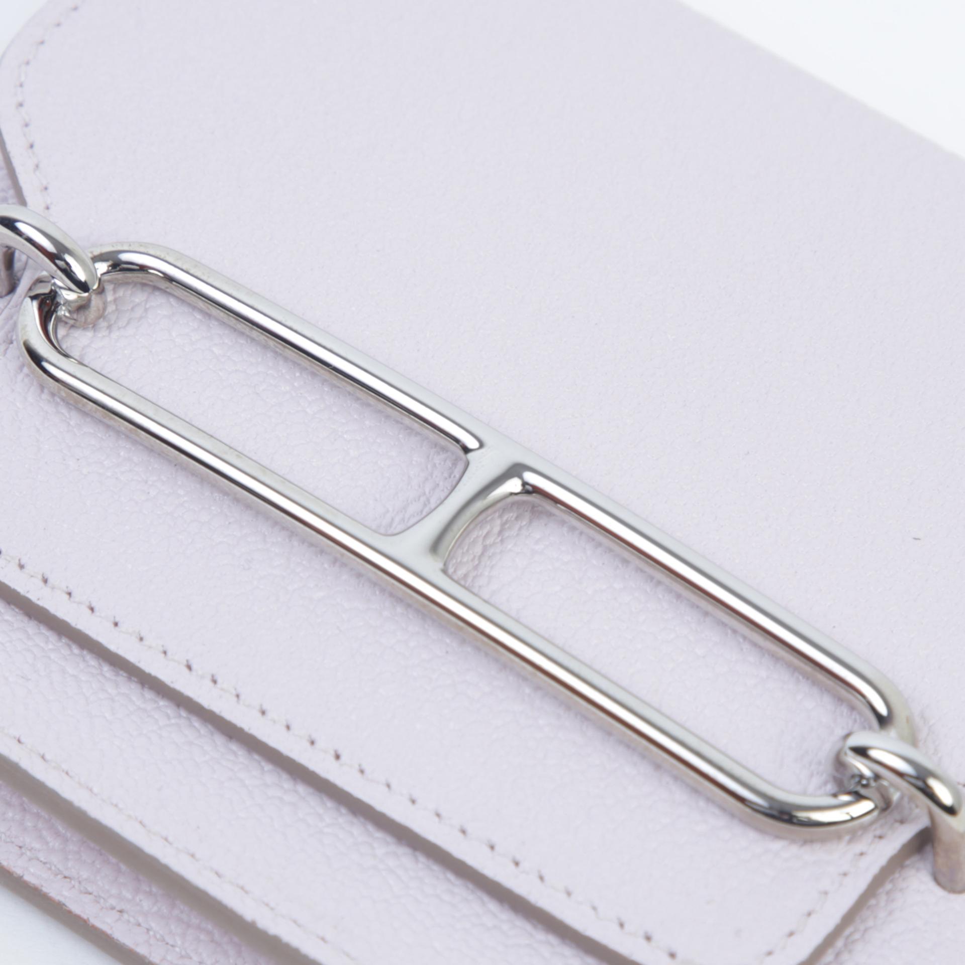 未使用保存品 HERMÈS 愛馬仕 Roulis Slim 錢包 09 夢幻粉 Mauve Pale Chevre山羊皮 銀扣 B刻 2023年 - 3