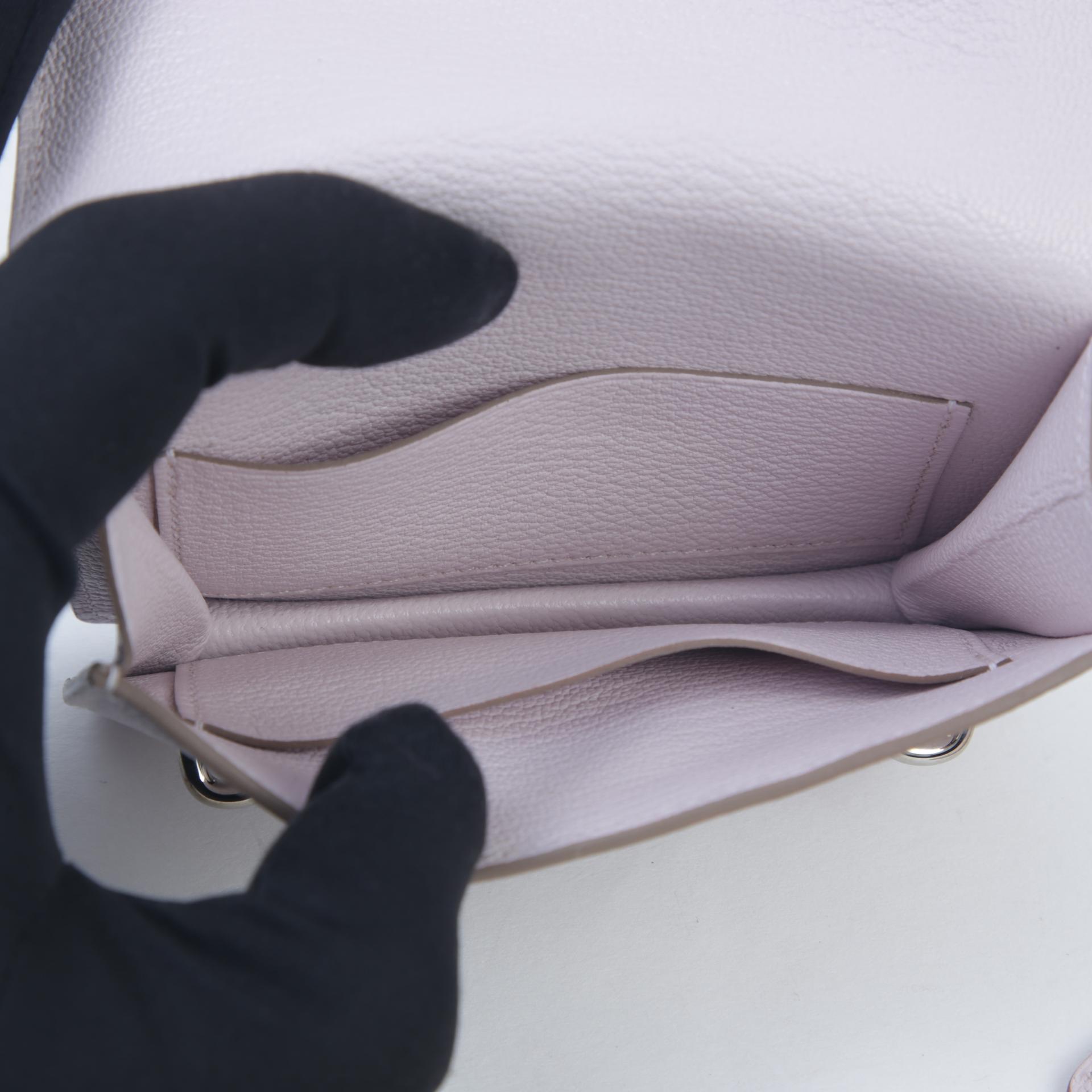 未使用保存品 HERMÈS 愛馬仕 Roulis Slim 錢包 09 夢幻粉 Mauve Pale Chevre山羊皮 銀扣 B刻 2023年 - 9