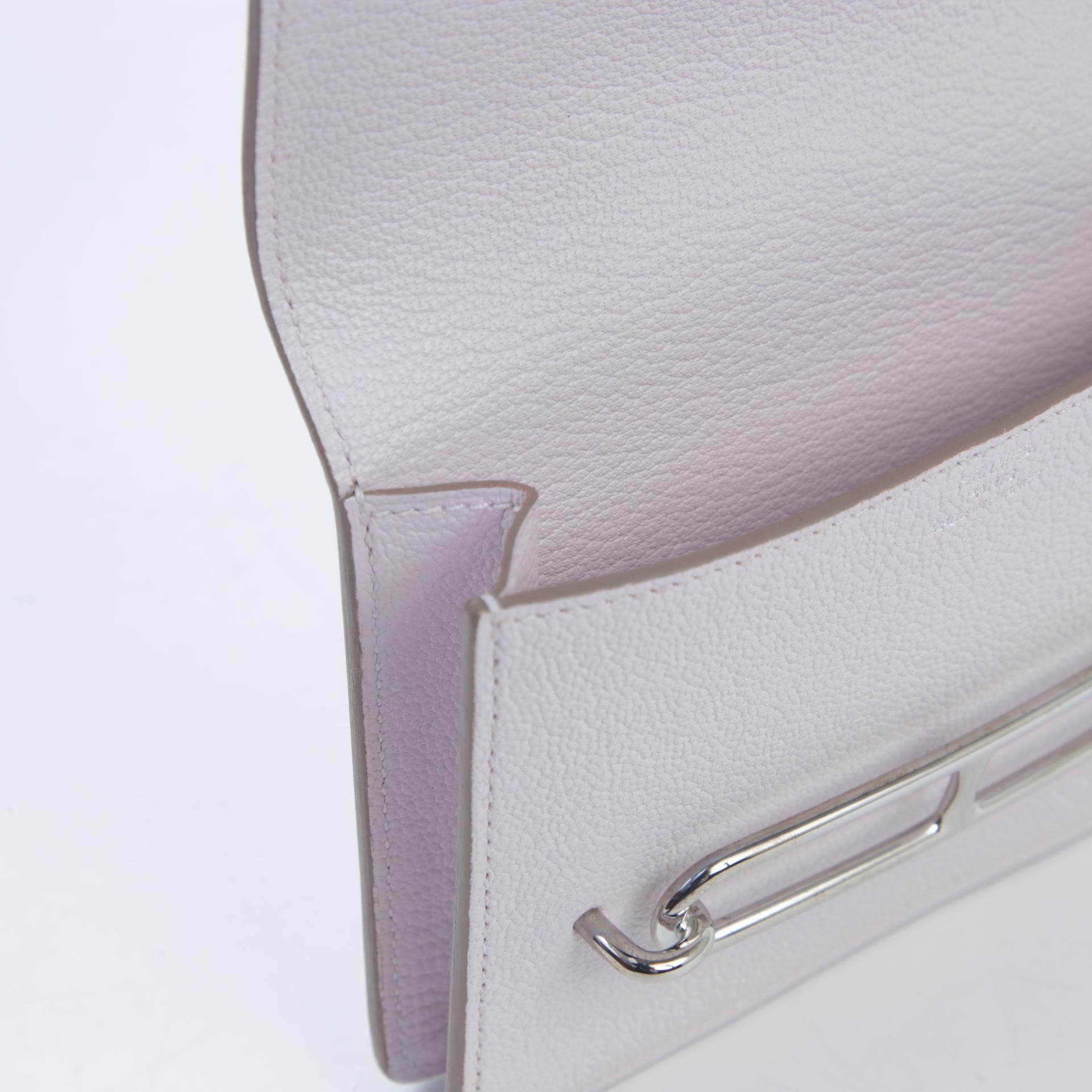 未使用保存品 HERMÈS 愛馬仕 Roulis Slim 錢包 09 夢幻粉 Mauve Pale Chevre山羊皮 銀扣 B刻 2023年 - 11
