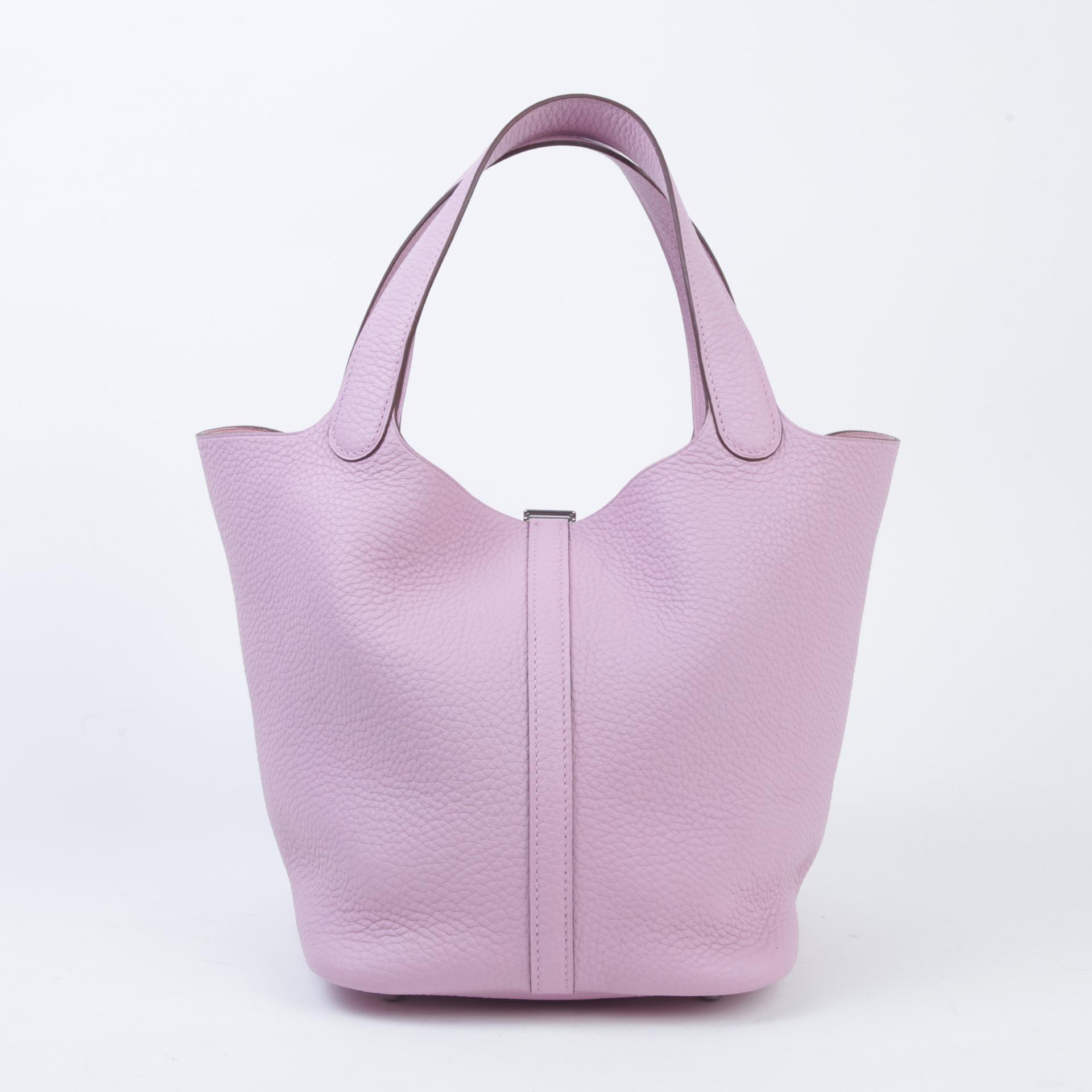 SA超美品 HERMÈS 爱马仕 Picotin 菜篮子 MM 22 X9 锦葵紫 Mauve Sylvestre Clemence小牛皮 银扣 Z刻 2021年 - 2