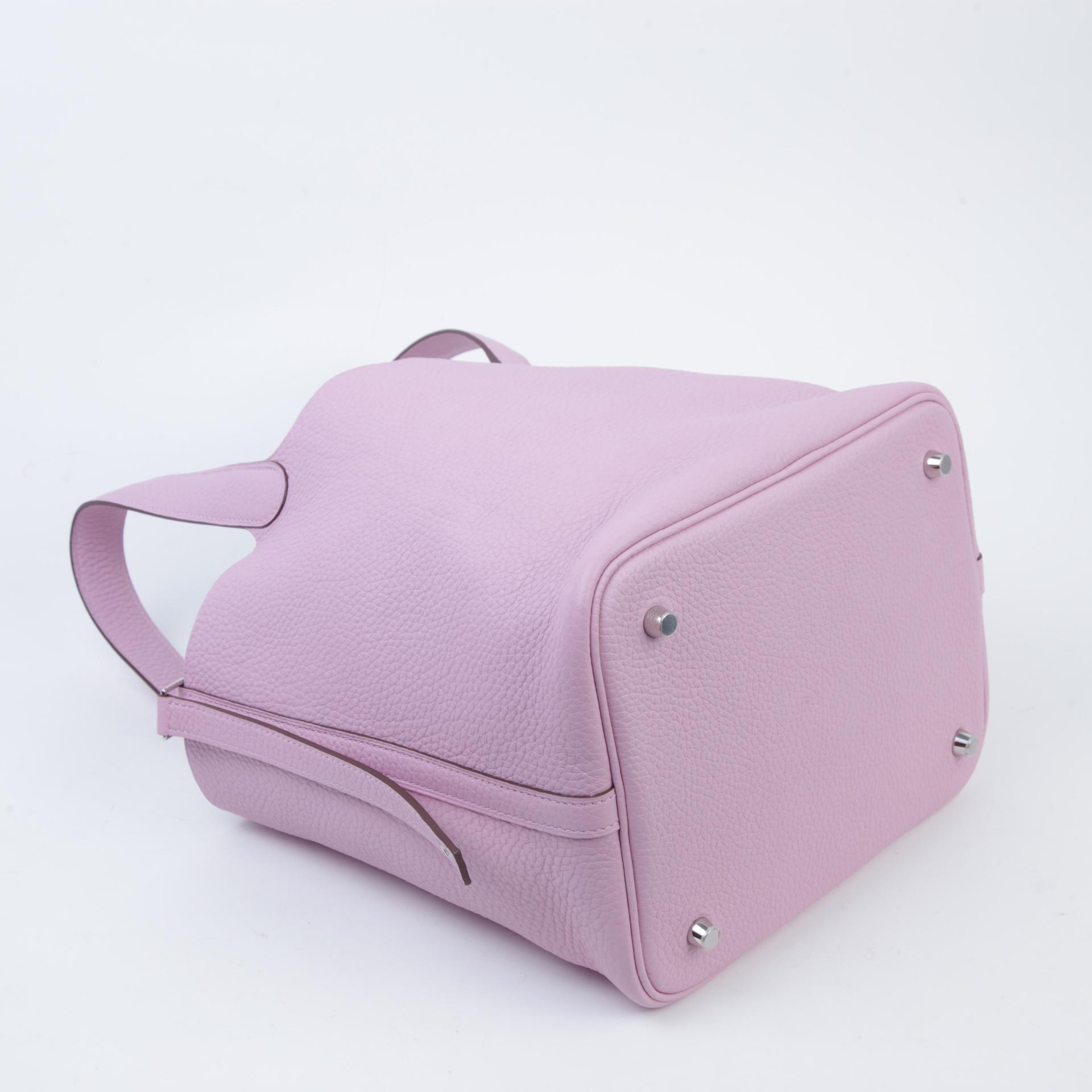 SA超美品 HERMÈS 爱马仕 Picotin 菜篮子 MM 22 X9 锦葵紫 Mauve Sylvestre Clemence小牛皮 银扣 Z刻 2021年 - 5