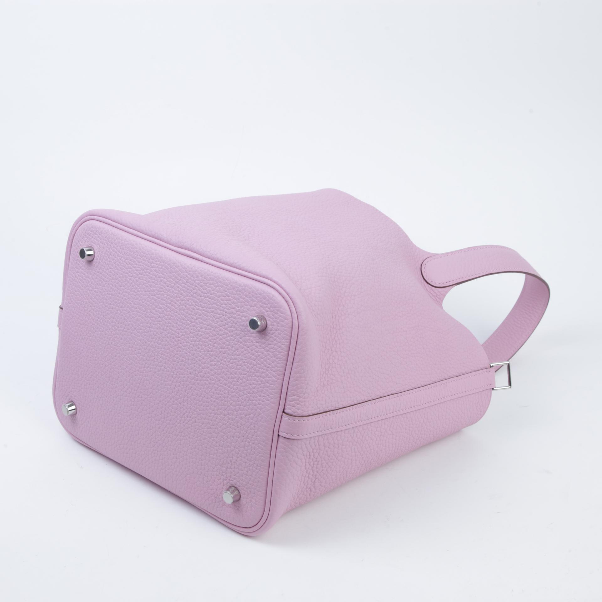 SA超美品 HERMÈS 爱马仕 Picotin 菜篮子 MM 22 X9 锦葵紫 Mauve Sylvestre Clemence小牛皮 银扣 Z刻 2021年 - 6