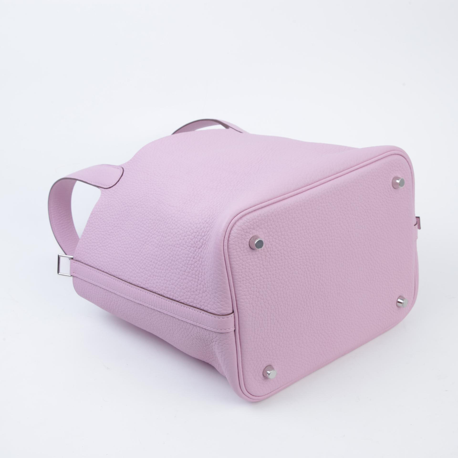 SA超美品 HERMÈS 爱马仕 Picotin 菜篮子 MM 22 X9 锦葵紫 Mauve Sylvestre Clemence小牛皮 银扣 Z刻 2021年 - 7