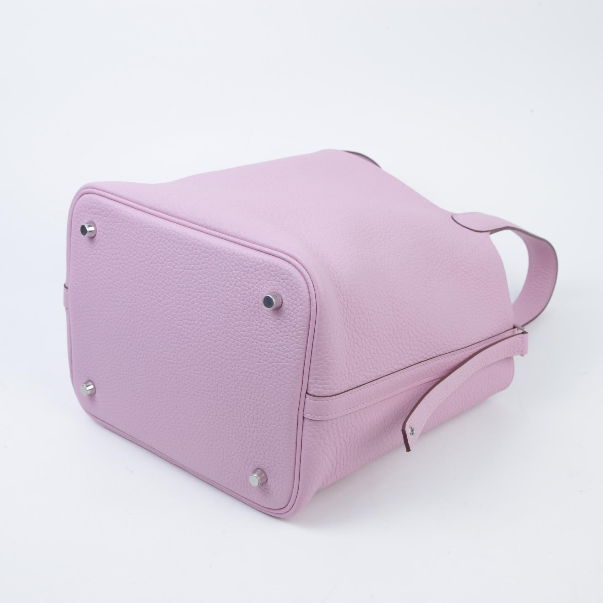SA超美品 HERMÈS 爱马仕 Picotin 菜篮子 MM 22 X9 锦葵紫 Mauve Sylvestre Clemence小牛皮 银扣 Z刻 2021年 - 8