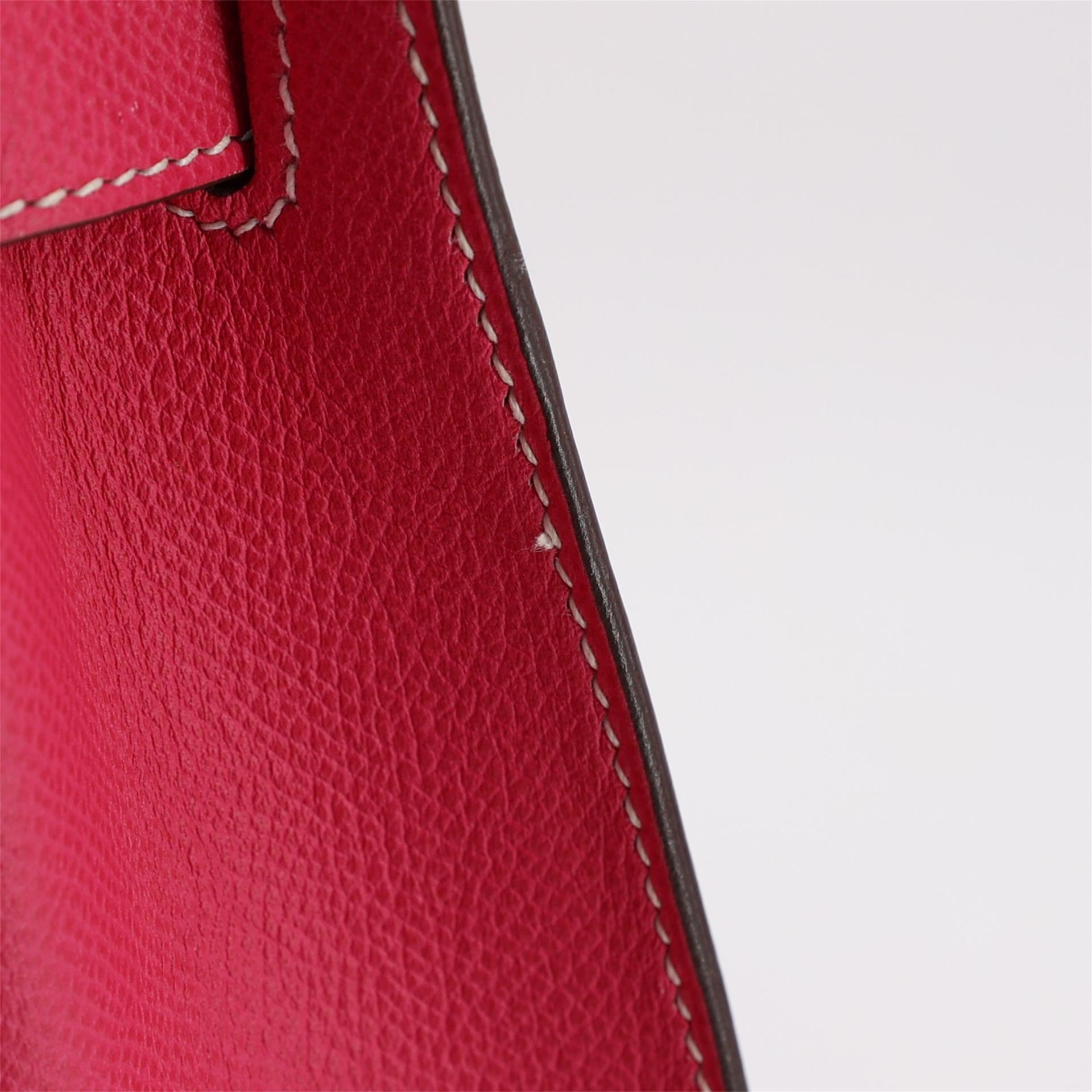 Very Good ( Rank A) HERMÈS Kelly 32 Sellier Rose Tyrien (E5) Epsom Palladium hardware Square Q (2013) - 18