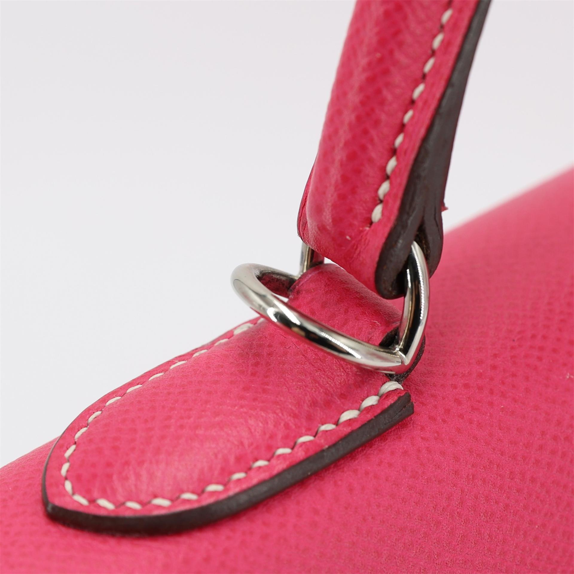 Very Good ( Rank A) HERMÈS Kelly 32 Sellier Rose Tyrien (E5) Epsom Palladium hardware Square Q (2013) - 22
