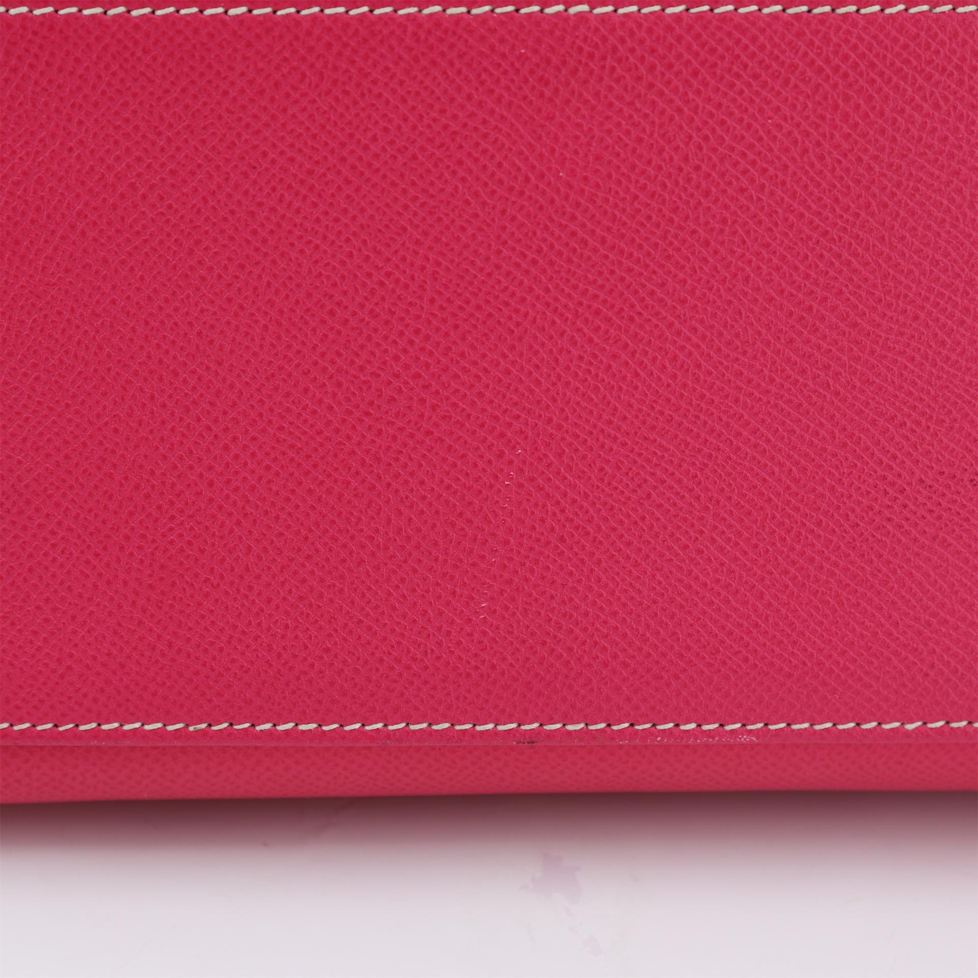 Very Good ( Rank A) HERMÈS Kelly 32 Sellier Rose Tyrien (E5) Epsom Palladium hardware Square Q (2013) - 23