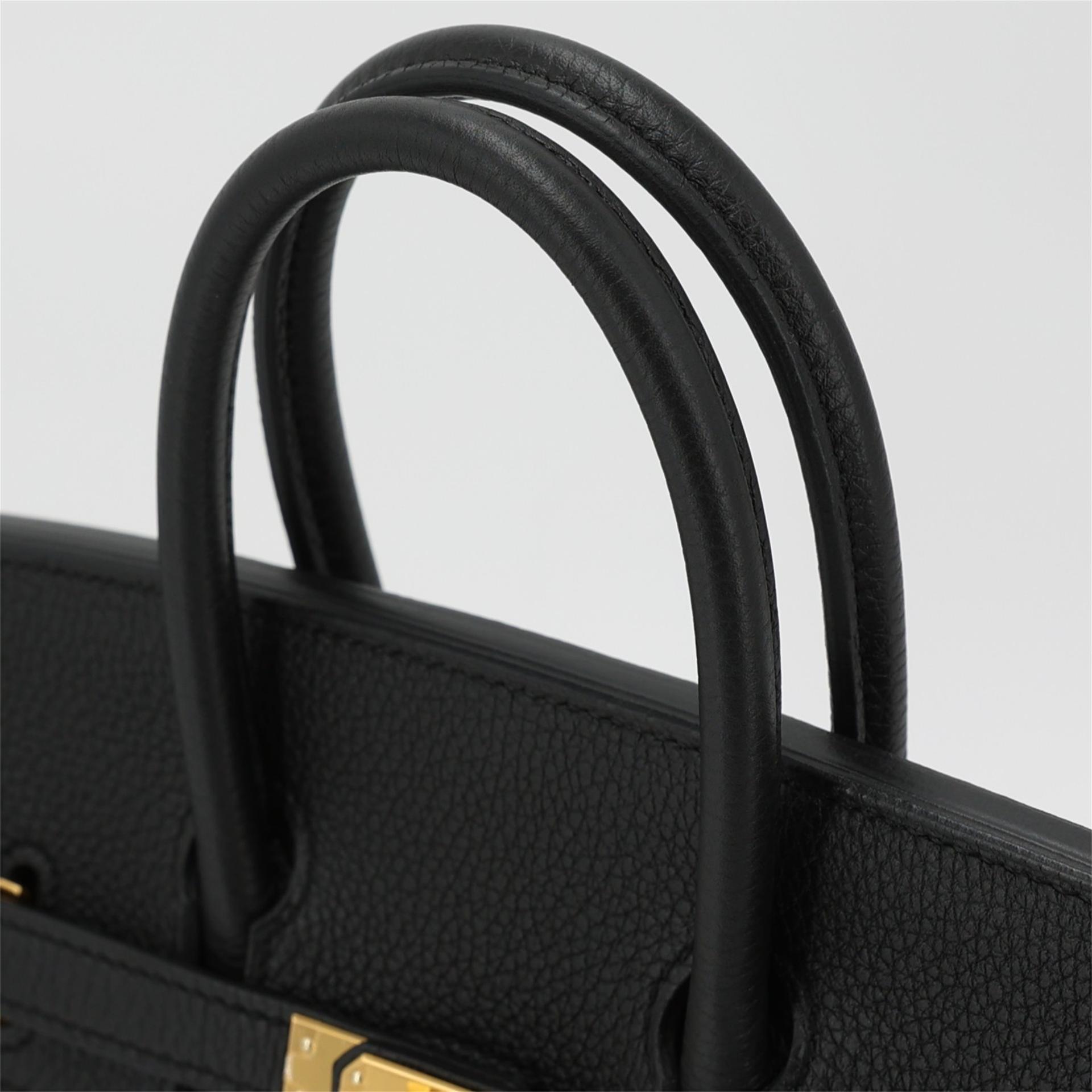 Excellent ( Rank SA ) HERMÈS Birkin 25 Black (89) Togo Gold hardware A (2017) - 3