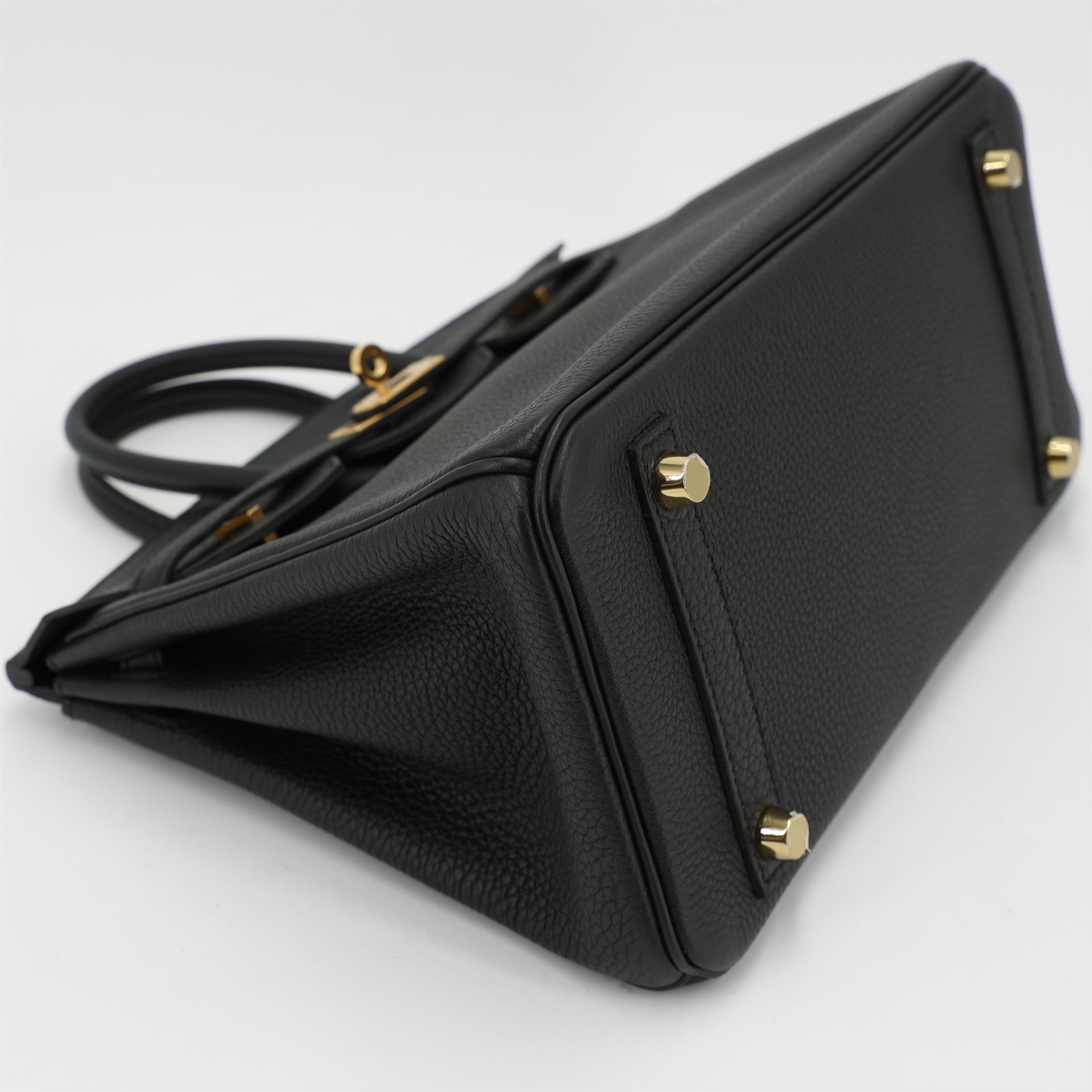 Excellent ( Rank SA ) HERMÈS Birkin 25 Black (89) Togo Gold hardware A (2017) - 4