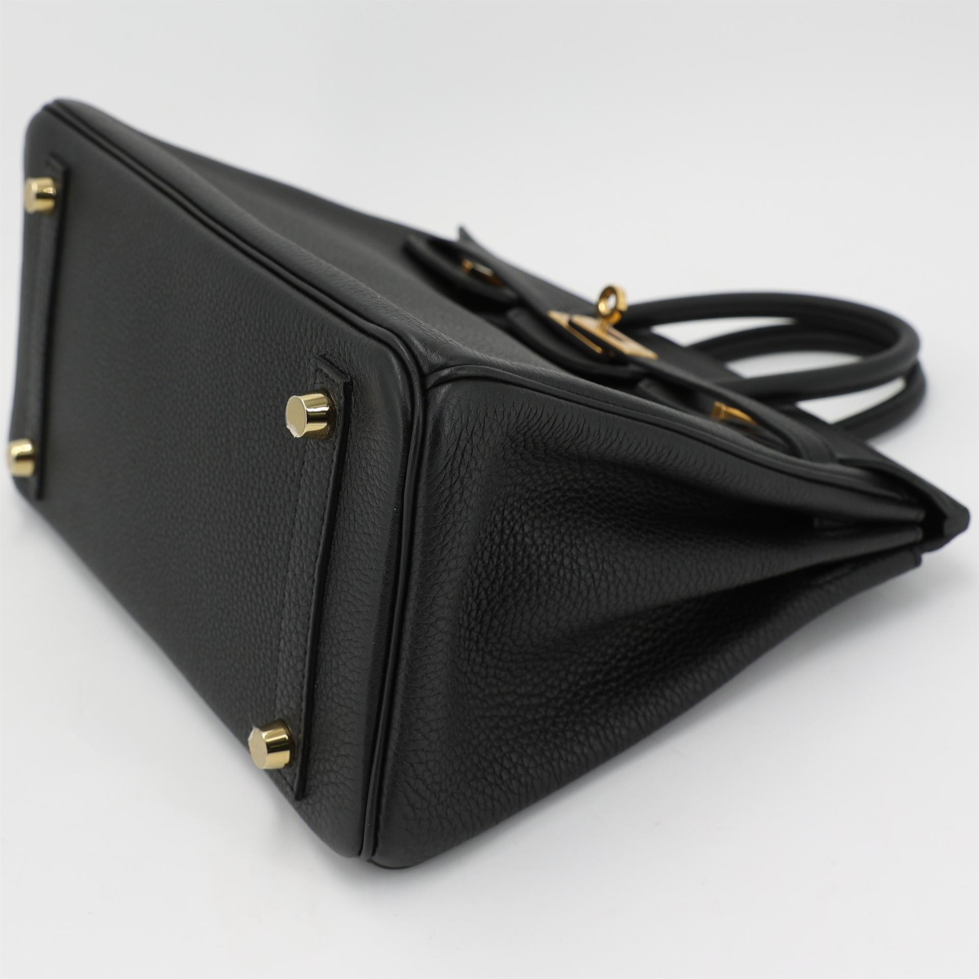 Excellent ( Rank SA ) HERMÈS Birkin 25 Black (89) Togo Gold hardware A (2017) - 5