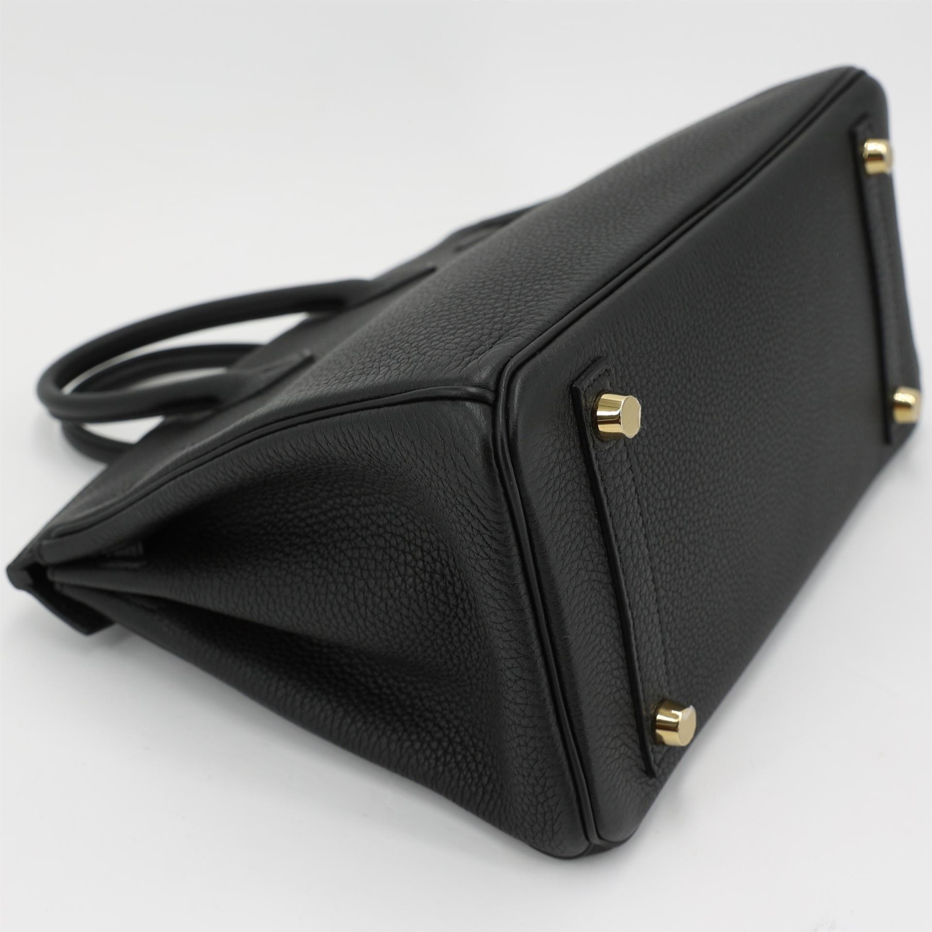 Excellent ( Rank SA ) HERMÈS Birkin 25 Black (89) Togo Gold hardware A (2017) - 6