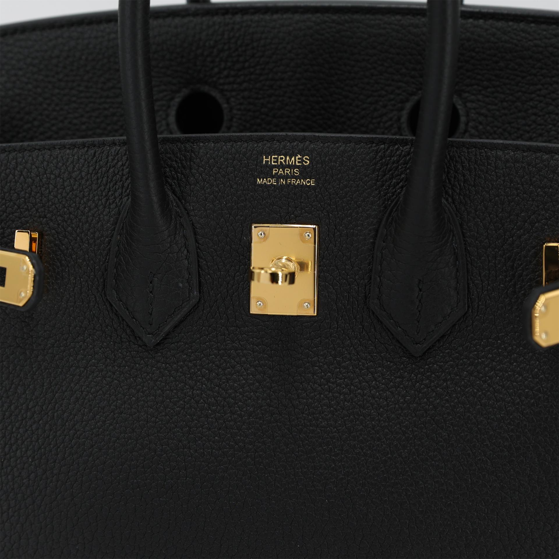 Excellent ( Rank SA ) HERMÈS Birkin 25 Black (89) Togo Gold hardware A (2017) - 9