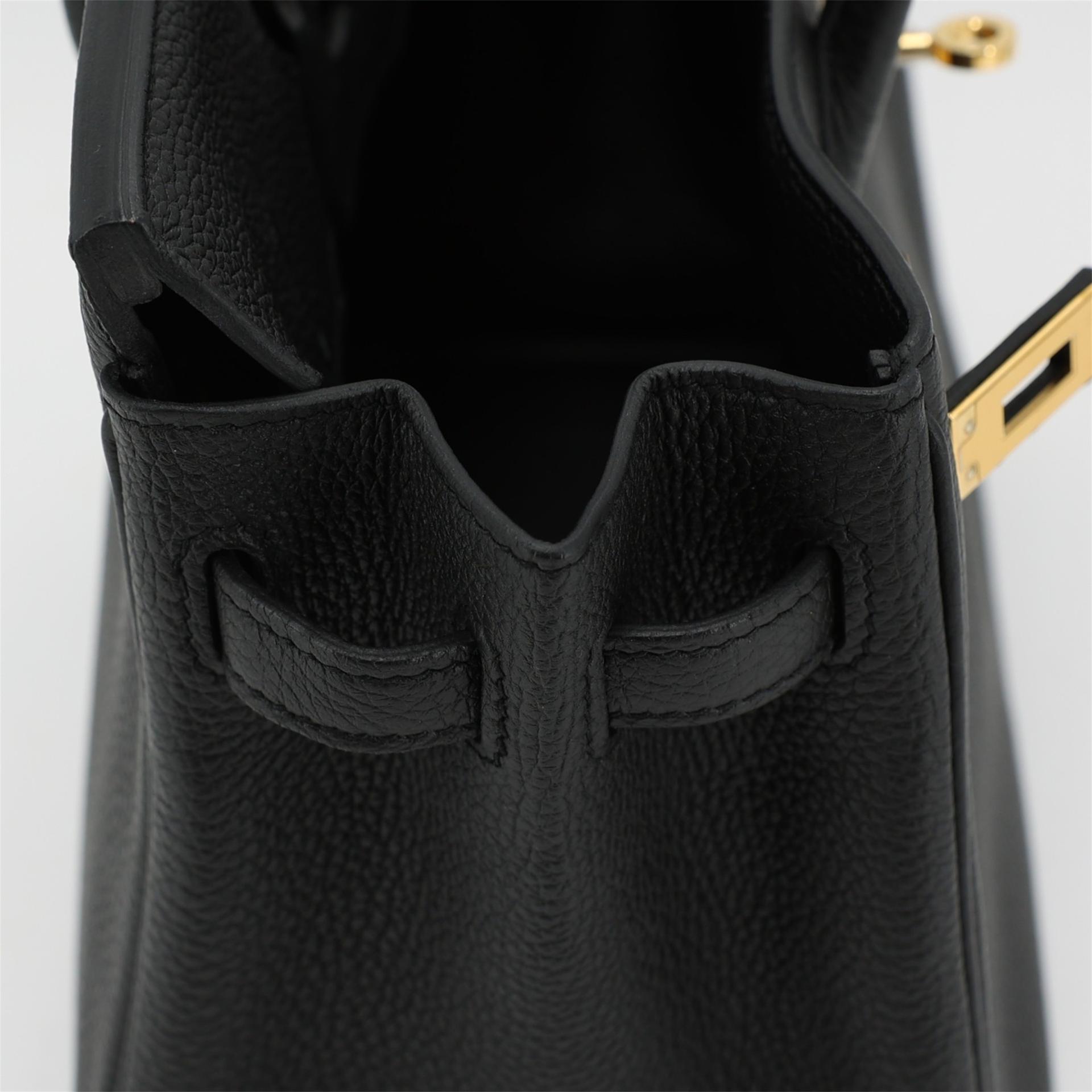 Excellent ( Rank SA ) HERMÈS Birkin 25 Black (89) Togo Gold hardware A (2017) - 12