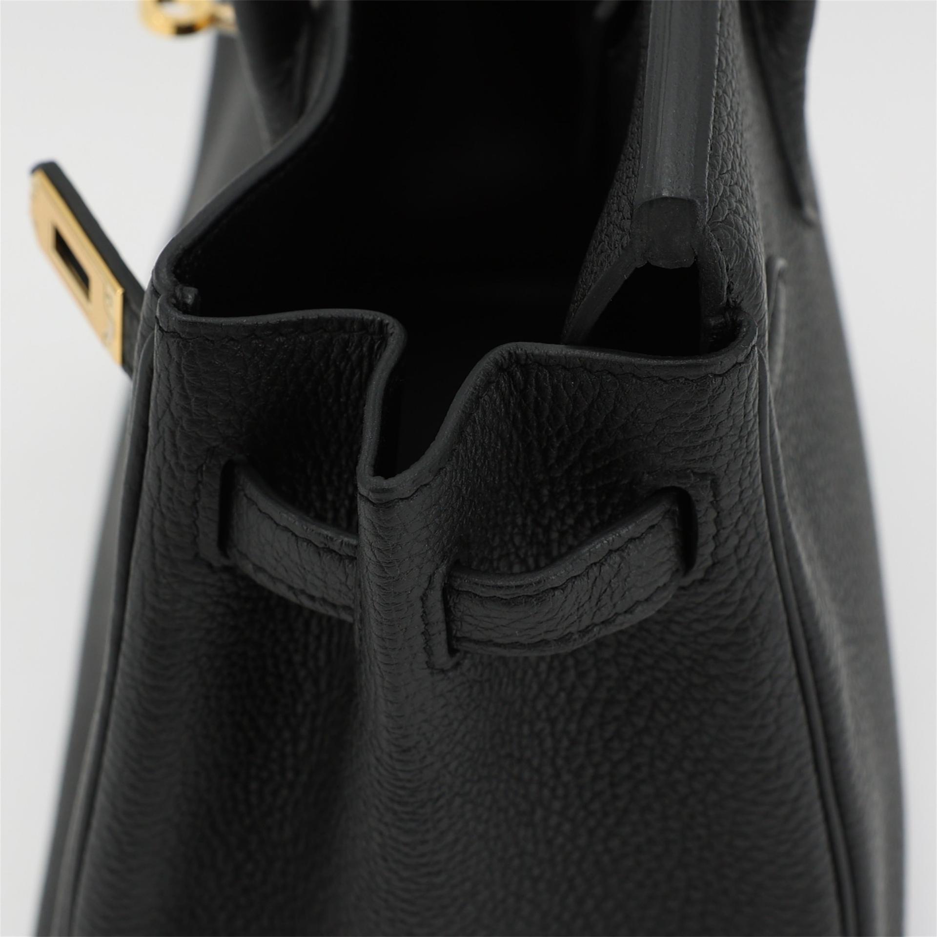 Excellent ( Rank SA ) HERMÈS Birkin 25 Black (89) Togo Gold hardware A (2017) - 13
