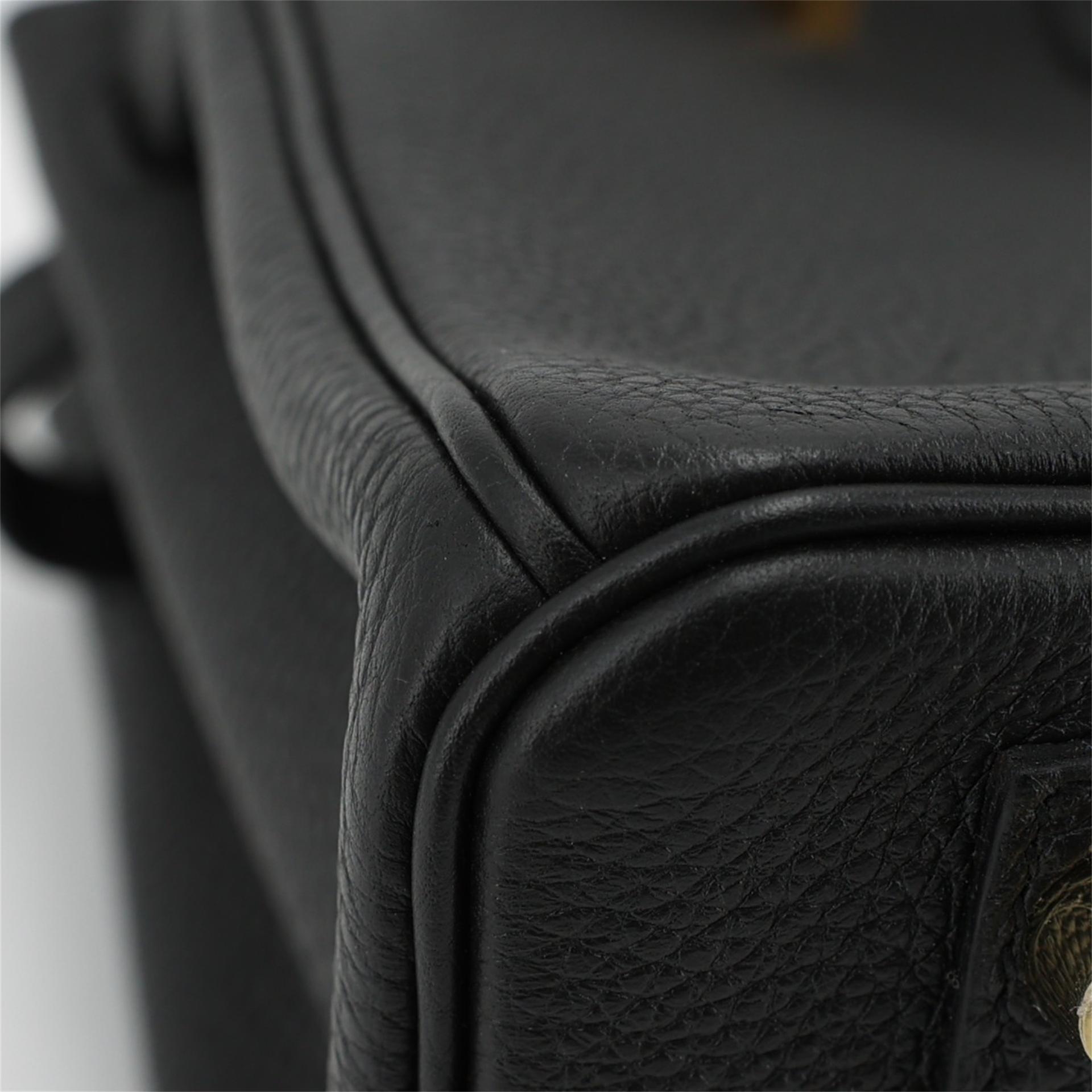 Excellent ( Rank SA ) HERMÈS Birkin 25 Black (89) Togo Gold hardware A (2017) - 15