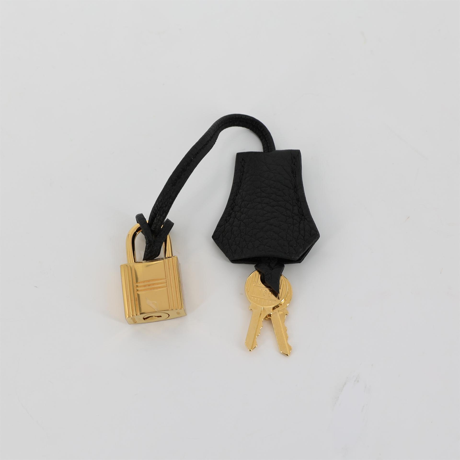 Excellent ( Rank SA ) HERMÈS Birkin 25 Black (89) Togo Gold hardware A (2017) - 16