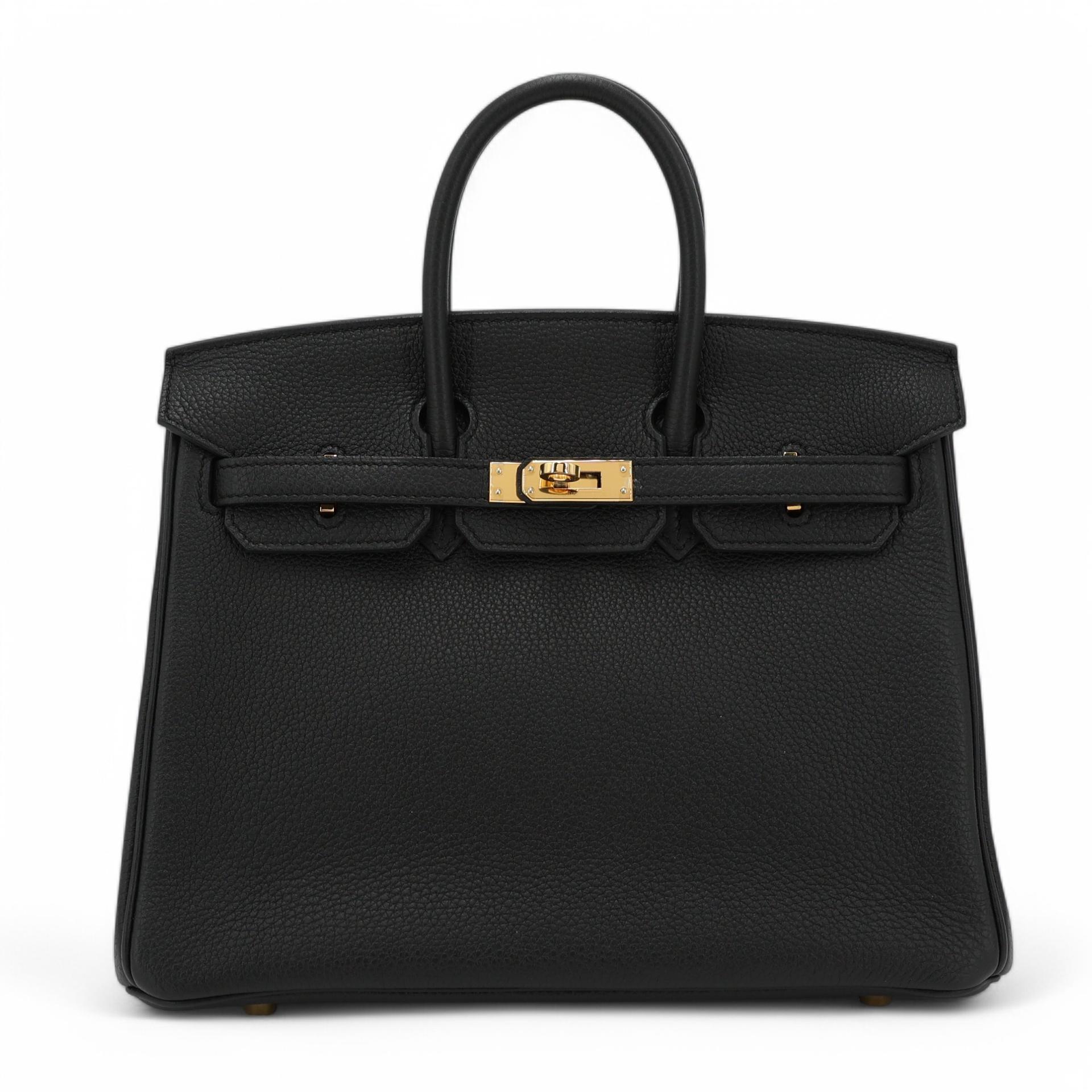 Excellent ( Rank SA ) HERMÈS Birkin 25 Black (89) Togo Gold hardware A (2017) - 1