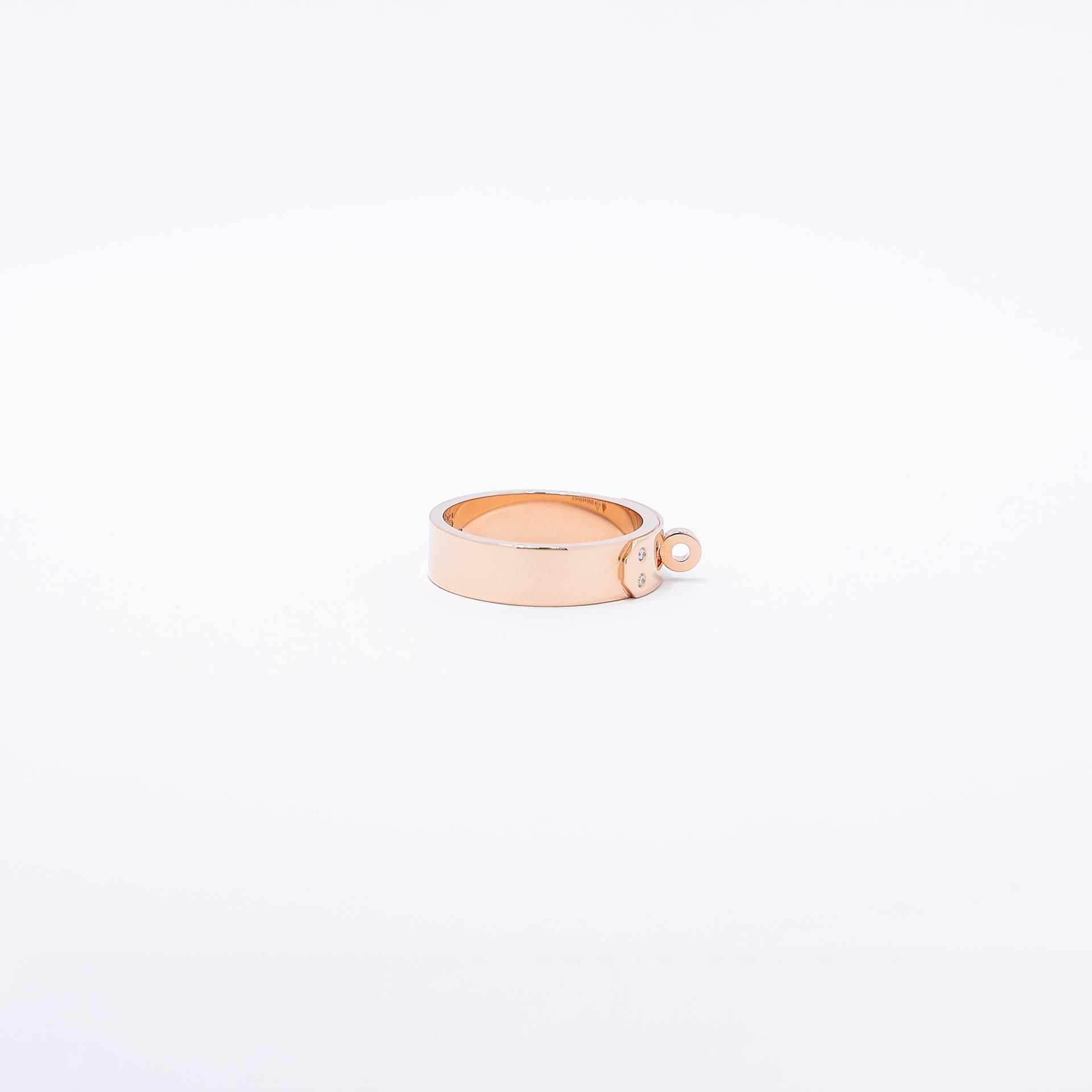 Brand New ( Rank N ) HERMÈS Kelly PM Ring Rose Gold Diamond Rose Gold Rose Gold hardware - 4