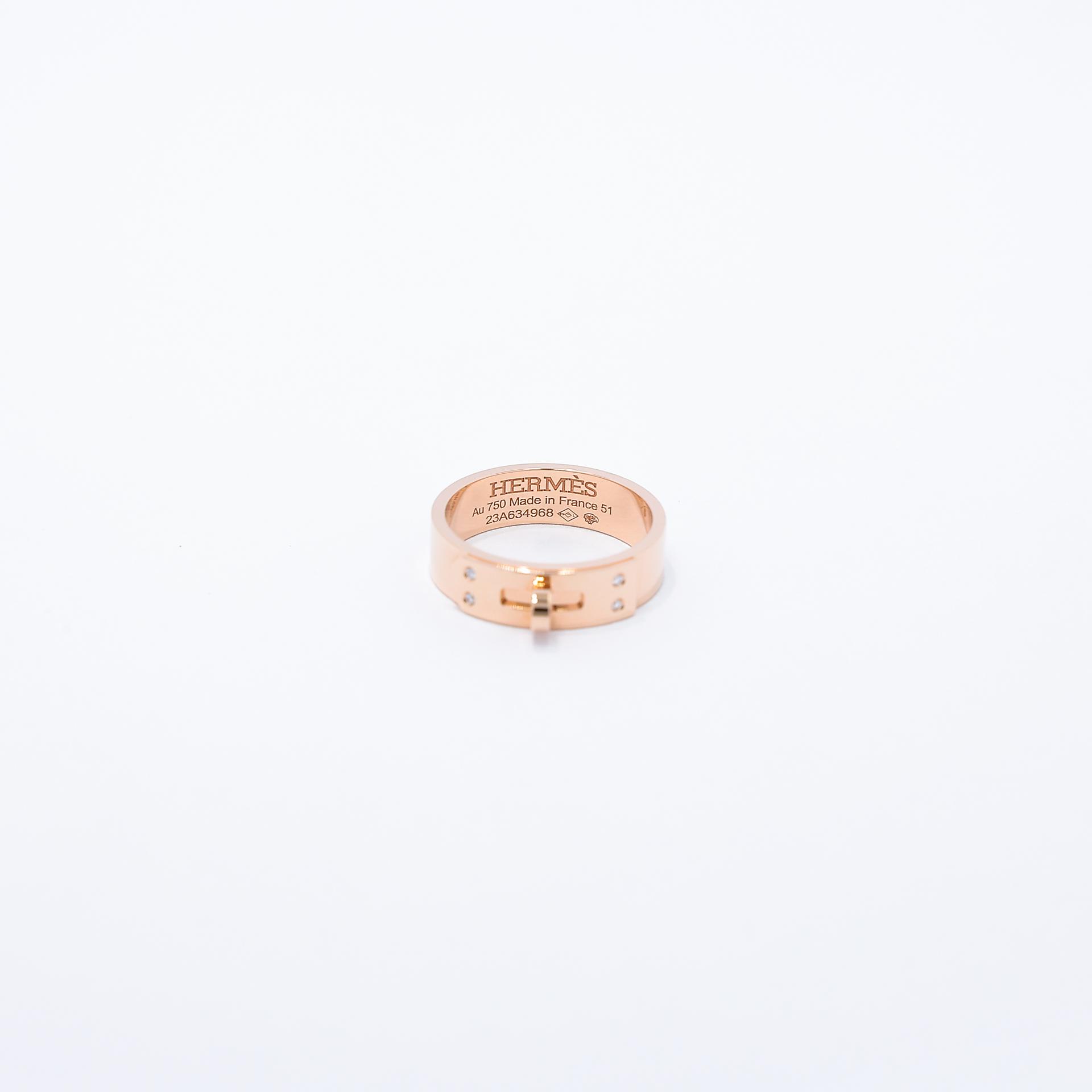 Brand New ( Rank N ) HERMÈS Kelly PM Ring Rose Gold Diamond Rose Gold Rose Gold hardware - 5