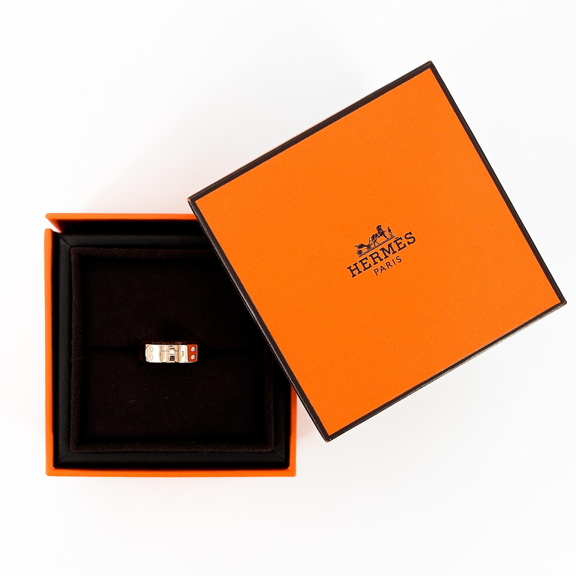 Brand New ( Rank N ) HERMÈS Kelly PM Ring Rose Gold Diamond Rose Gold Rose Gold hardware - 6