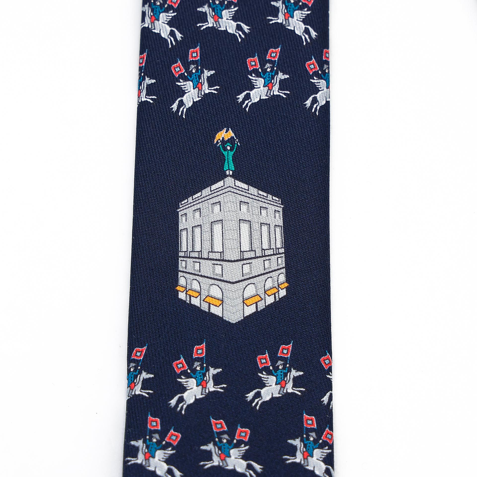 Brand New ( Rank N ) HERMÈS Sur les Toits d'Hermès tie White Red Blue Silk - 3