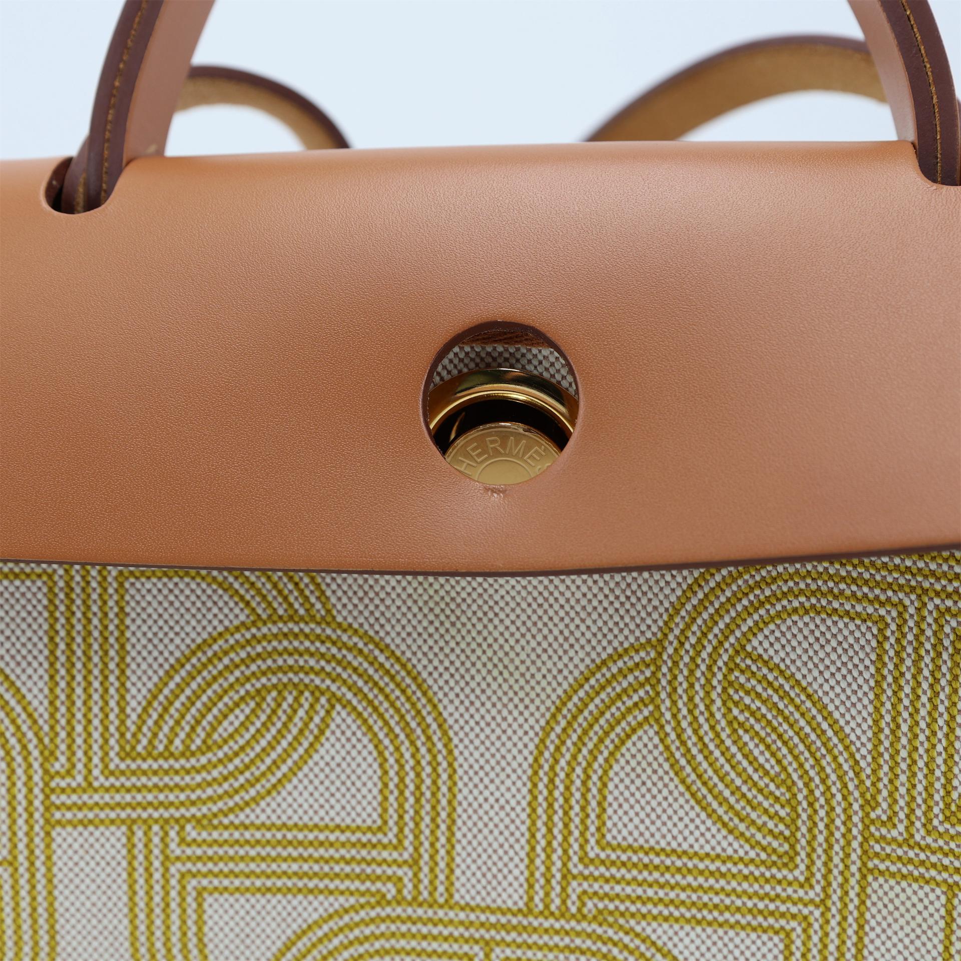 Excellent ( Rank SA ) HERMÈS Limited Edition Herbag Zip 31 PM  Fauve (34) Beige Canvas Gold hardware B (2023) - 15