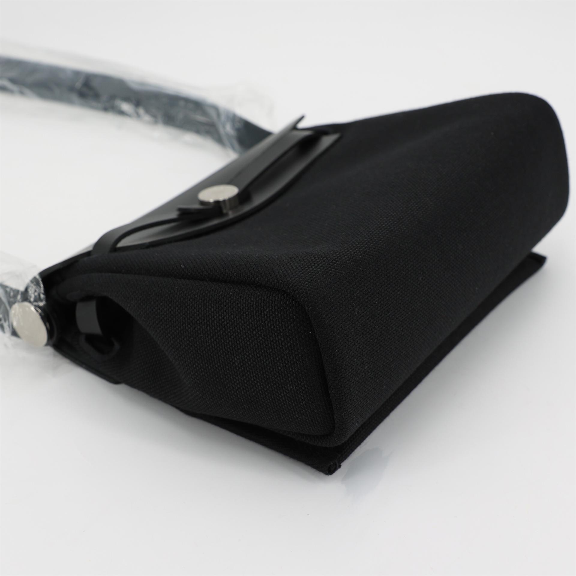 Brand New ( Rank N ) HERMÈS Herbag Zip Mini 20 Black (89) Vache Toile Militaire canvas Palladium hardware W (2024) - 4