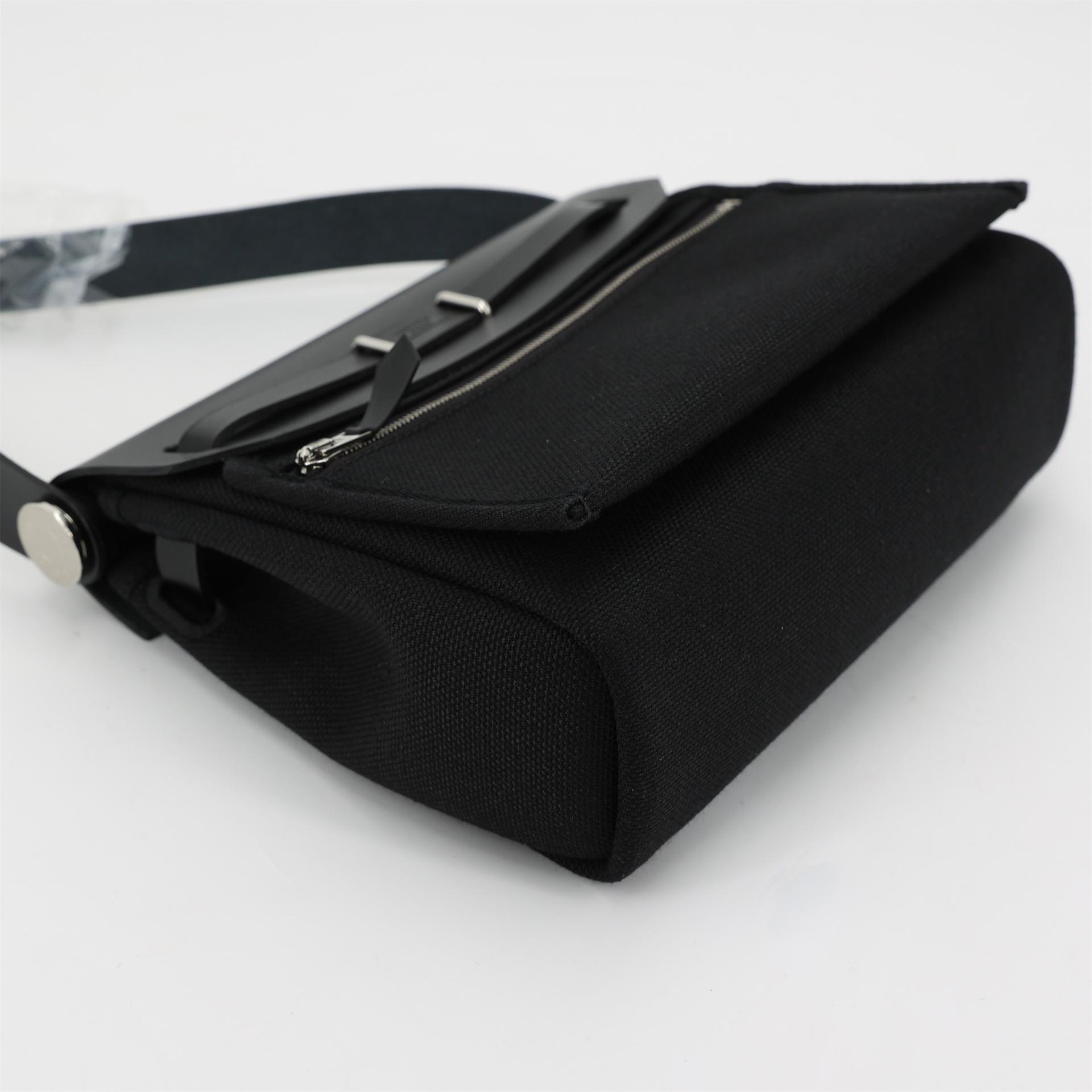 Brand New ( Rank N ) HERMÈS Herbag Zip Mini 20 Black (89) Vache Toile Militaire canvas Palladium hardware W (2024) - 6