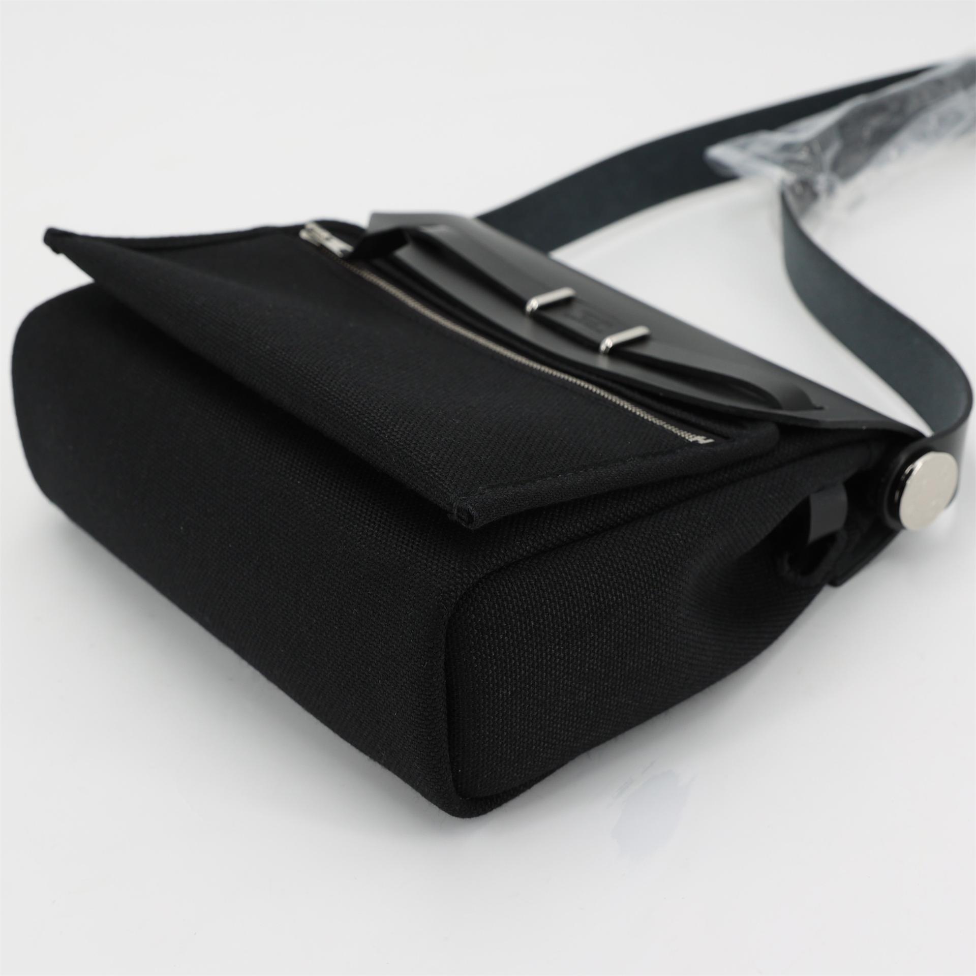 Brand New ( Rank N ) HERMÈS Herbag Zip Mini 20 Black (89) Vache Toile Militaire canvas Palladium hardware W (2024) - 7