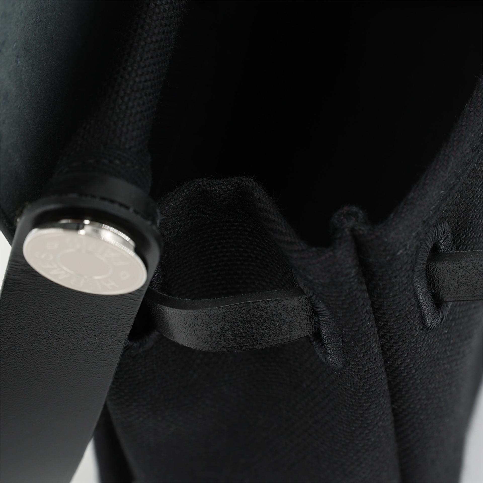 Brand New ( Rank N ) HERMÈS Herbag Zip Mini 20 Black (89) Vache Toile Militaire canvas Palladium hardware W (2024) - 14