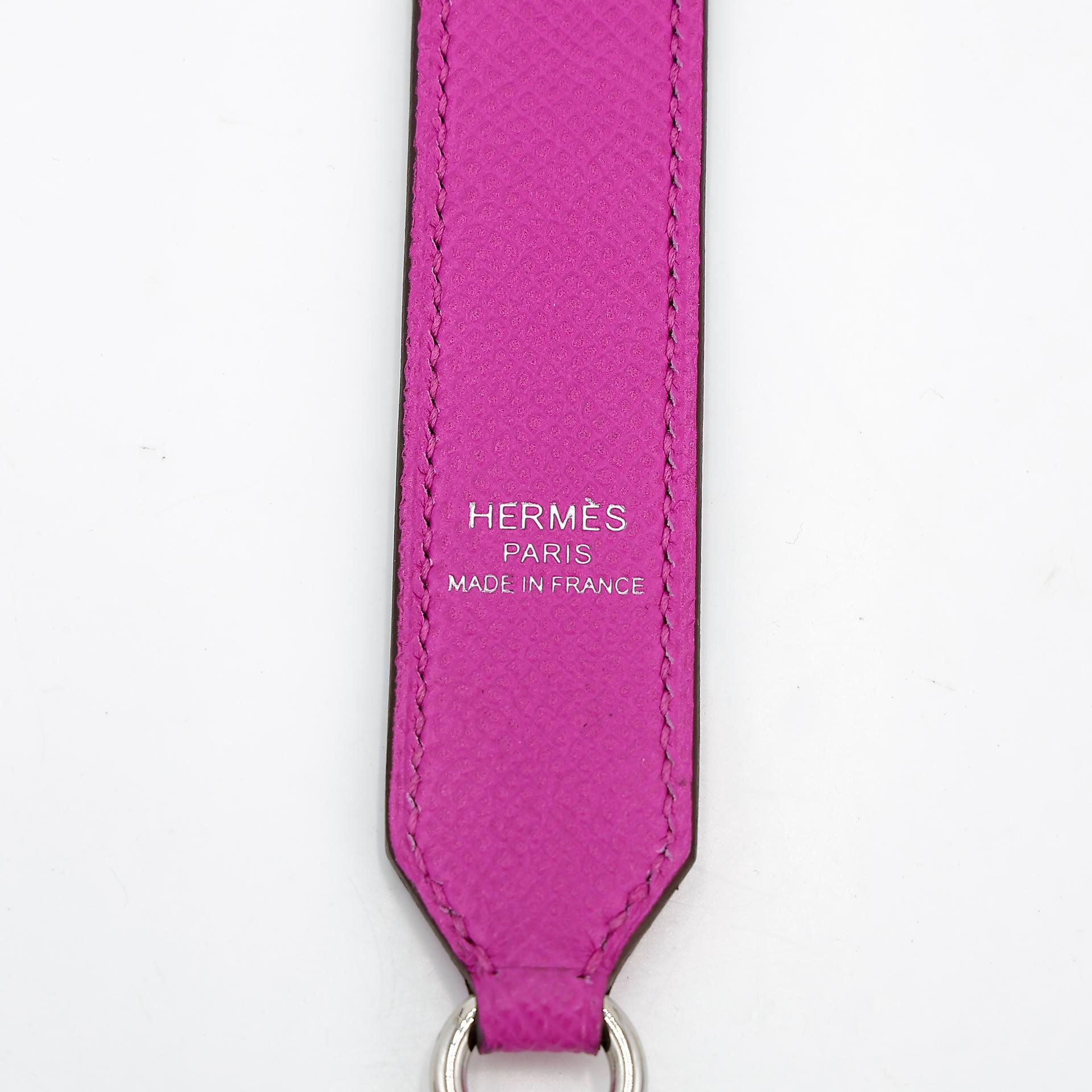 Excellent ( Rank SA ) HERMÈS Tressage de cuir Bag Strap Craie (10) Bleu Saphir (73) Magnolia (9I) Epsom Palladium hardware A (2017) - 2