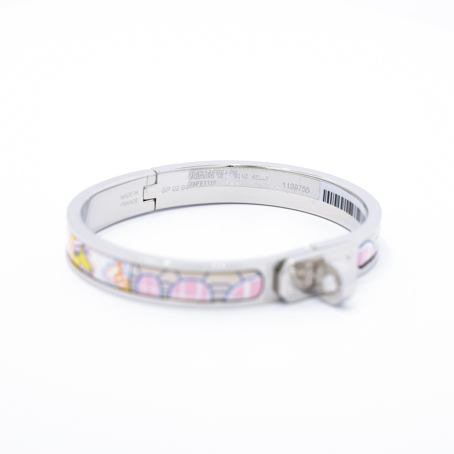Brand New ( Rank N ) HERMÈS Mini Clic Kelly Faubourg City bracelet Yellow Pink Enamel Palladium hardware - 6
