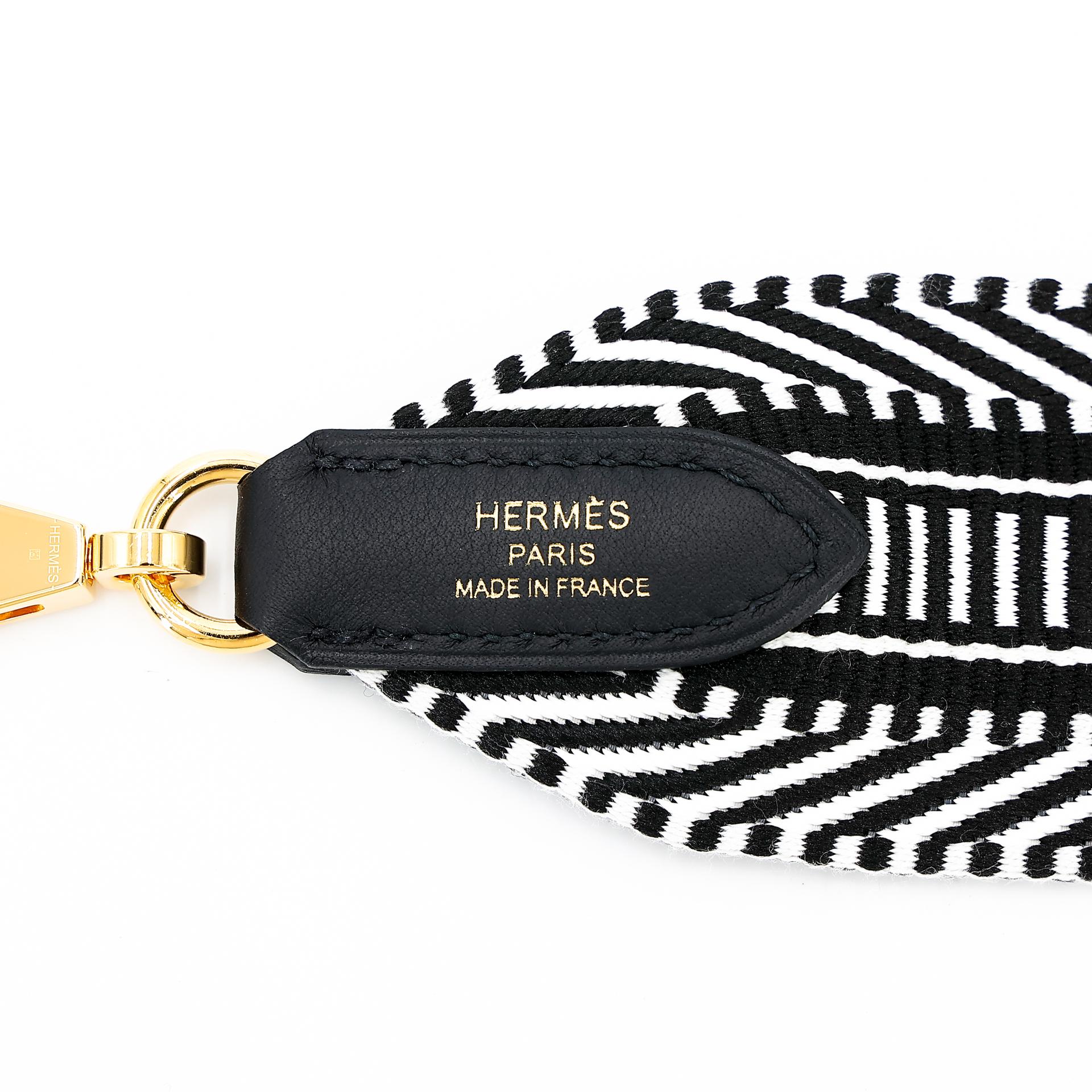 Unused ( Rank NS ) HERMÈS Strap Sangle Cavale Black (89) Swift Canvas Gold hardware B (2023) - 2