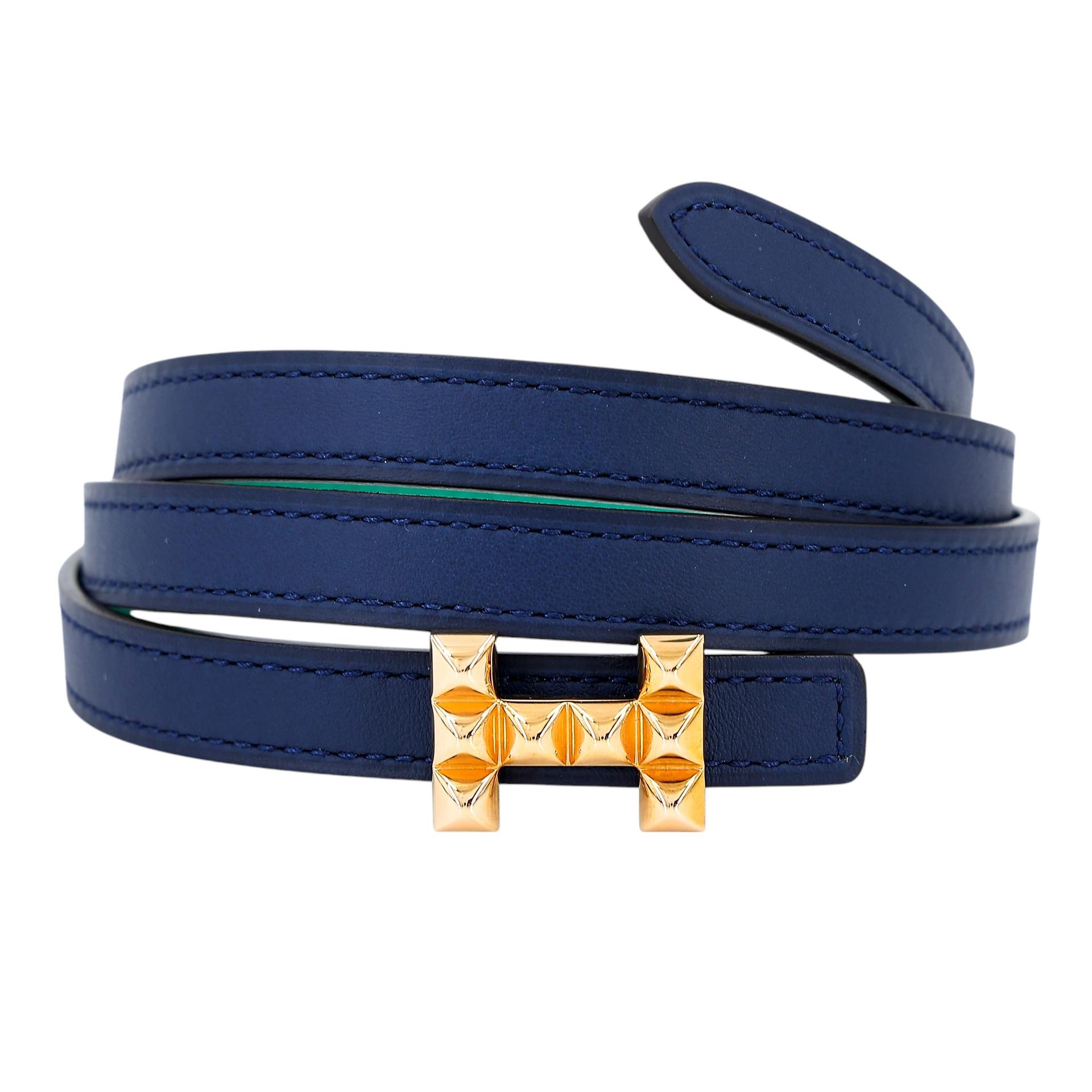 Unused ( Rank NS ) HERMÈS Pop H belt Bleu de Prusse (7P) Malachite (Z6) Epsom Swift Gold hardware Z (2021) - 1