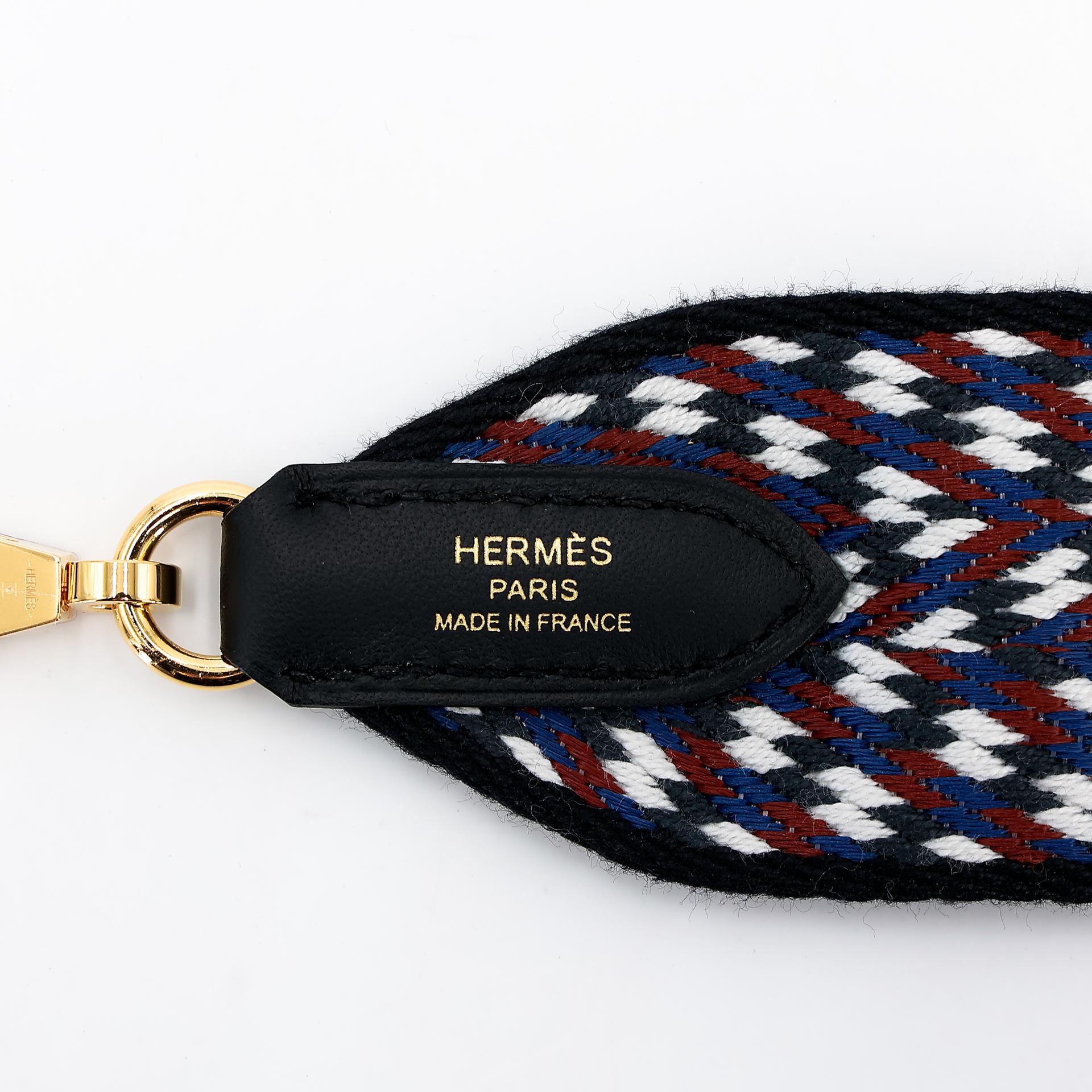 Brand New ( Rank N ) HERMÈS Bandouliere Sangle Zigzag Black (89) Canvas Gold hardware W (2024) - 2
