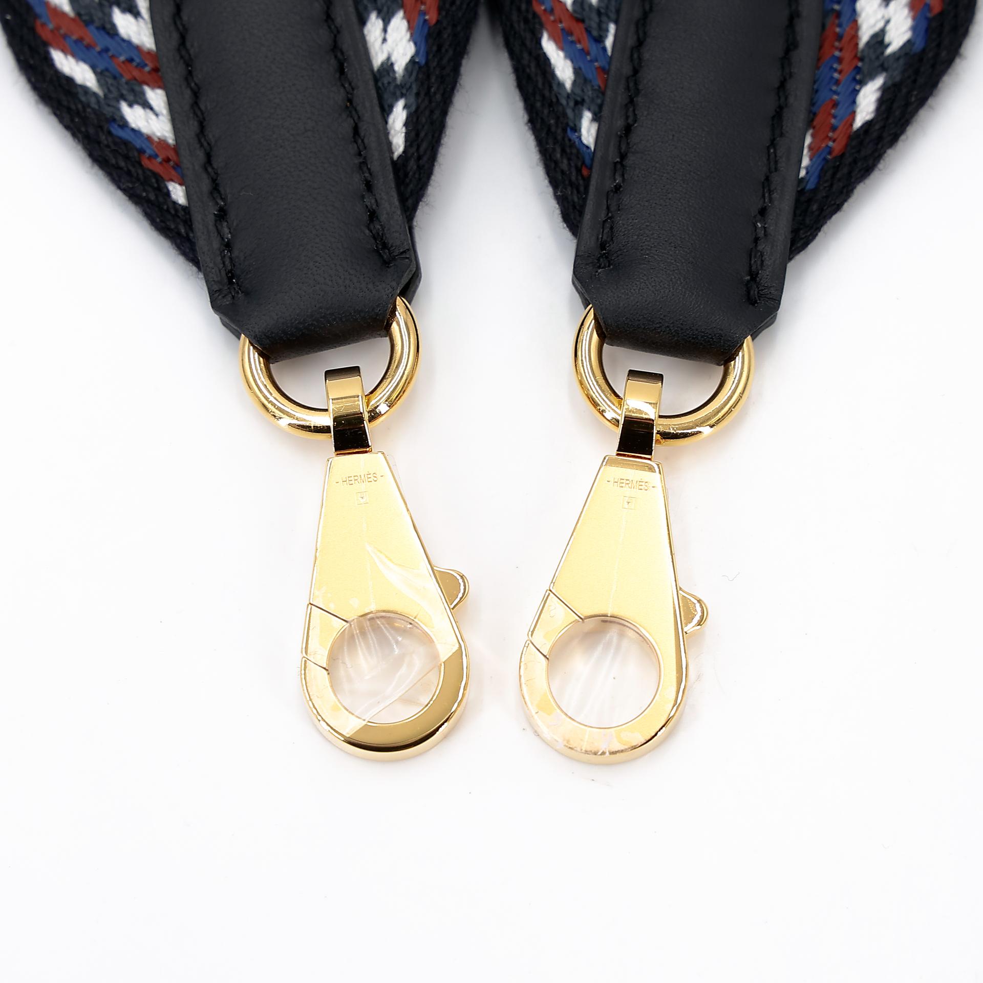 Brand New ( Rank N ) HERMÈS Bandouliere Sangle Zigzag Black (89) Canvas Gold hardware W (2024) - 5