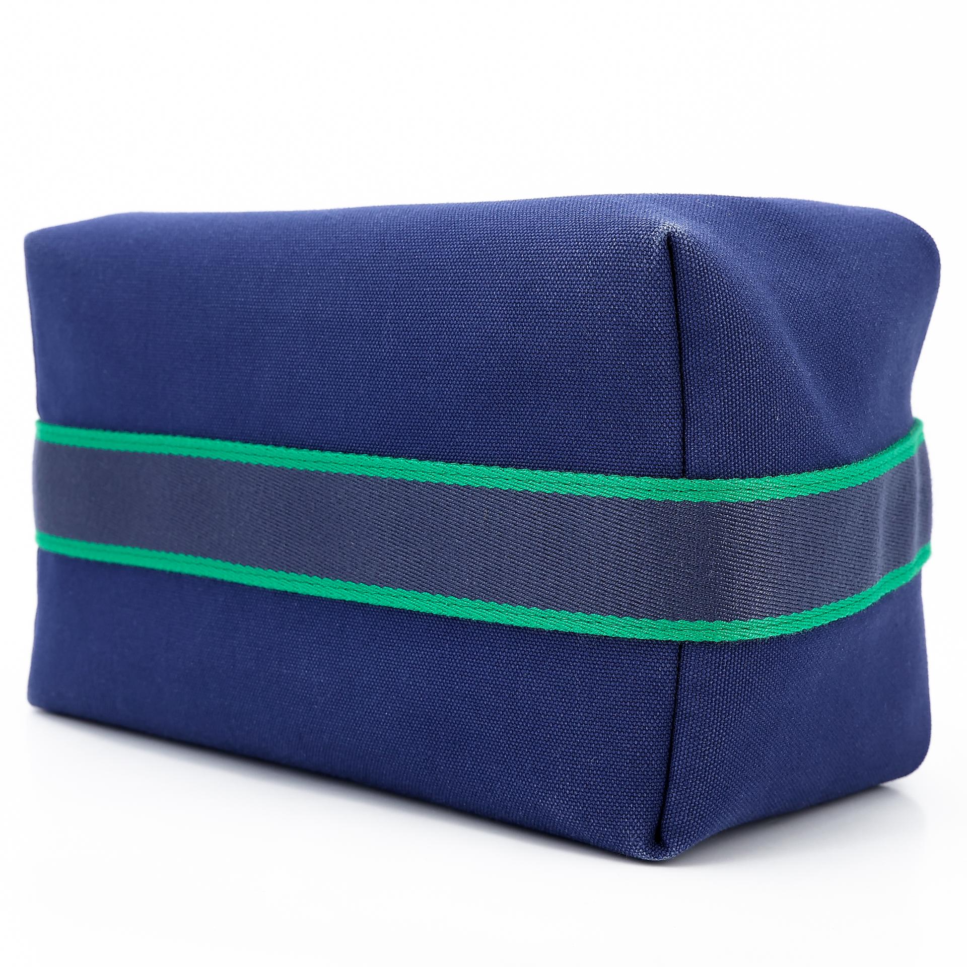 Very Good ( Rank A) HERMÈS Bride-a-Brac Case GM Blue Marine (78) Canvas Palladium hardware - 4