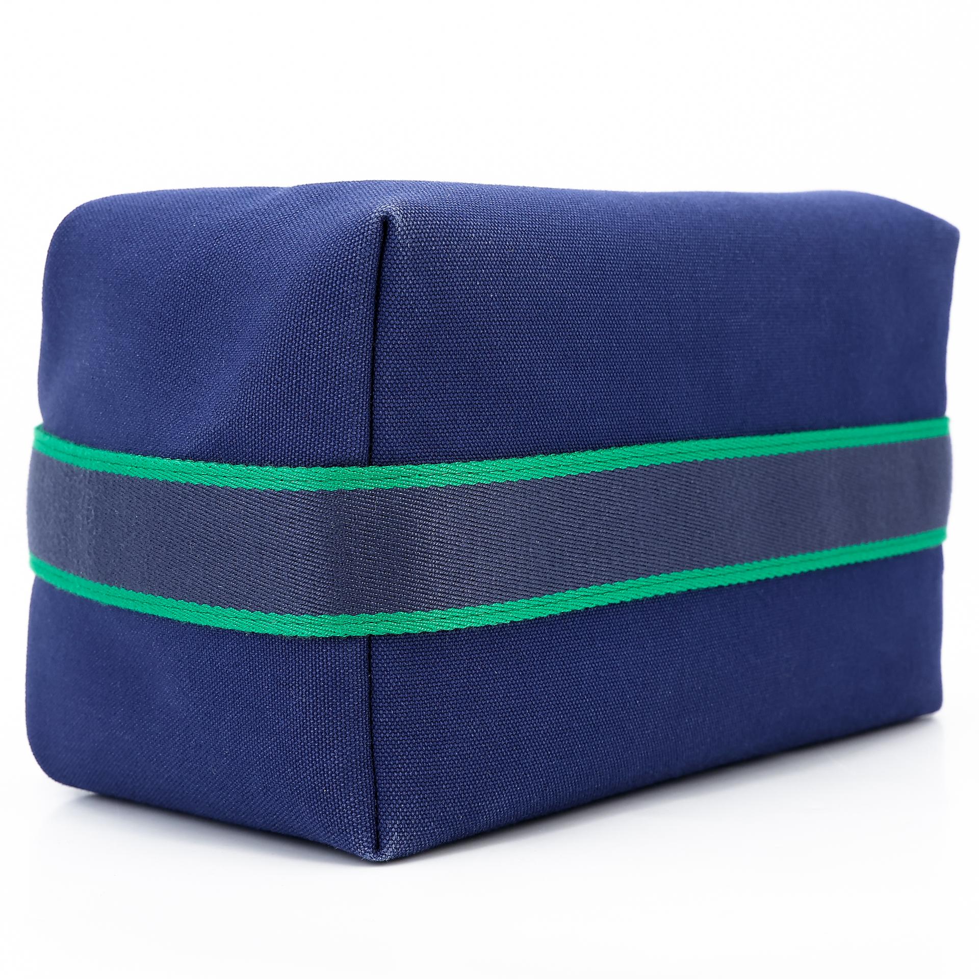 Very Good ( Rank A) HERMÈS Bride-a-Brac Case GM Blue Marine (78) Canvas Palladium hardware - 5