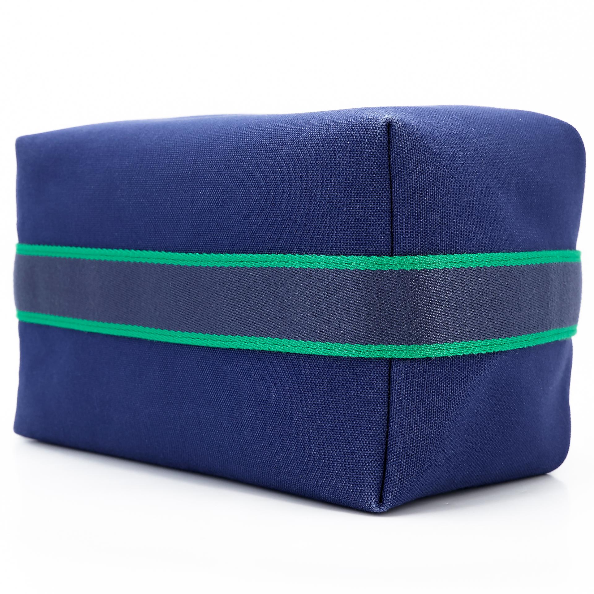 Very Good ( Rank A) HERMÈS Bride-a-Brac Case GM Blue Marine (78) Canvas Palladium hardware - 6