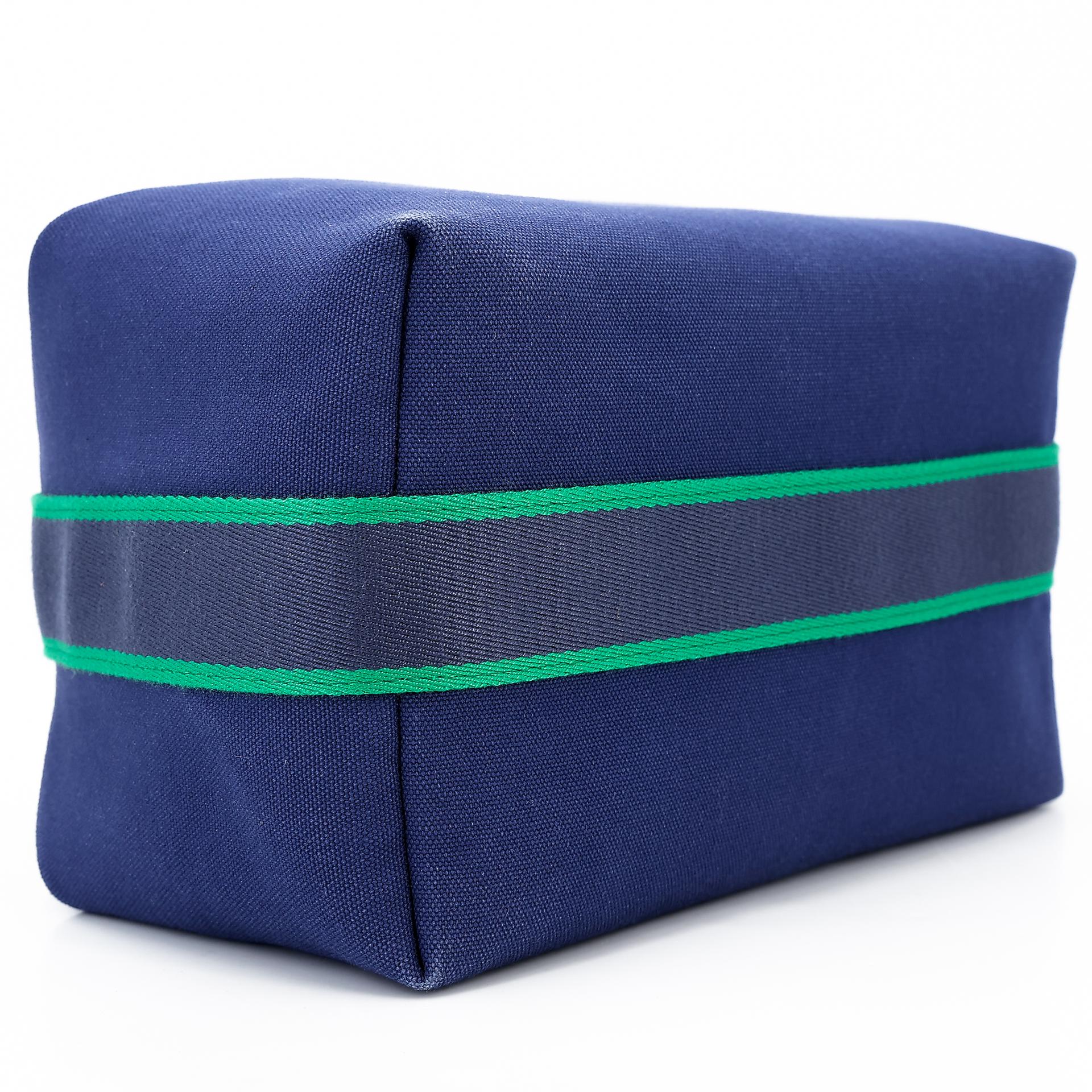 Very Good ( Rank A) HERMÈS Bride-a-Brac Case GM Blue Marine (78) Canvas Palladium hardware - 7