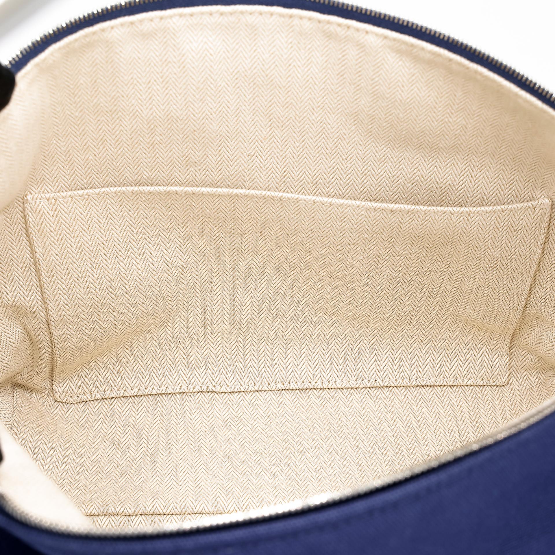 Very Good ( Rank A) HERMÈS Bride-a-Brac Case GM Blue Marine (78) Canvas Palladium hardware - 18