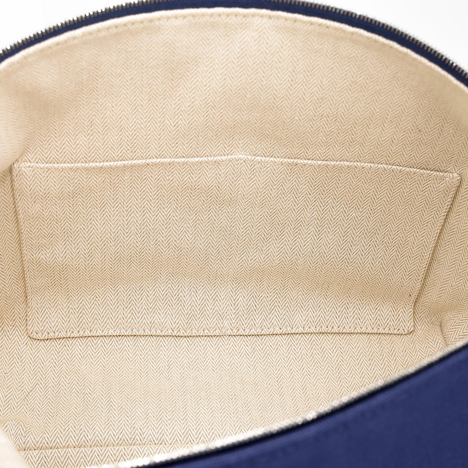 Very Good ( Rank A) HERMÈS Bride-a-Brac Case GM Blue Marine (78) Canvas Palladium hardware - 19