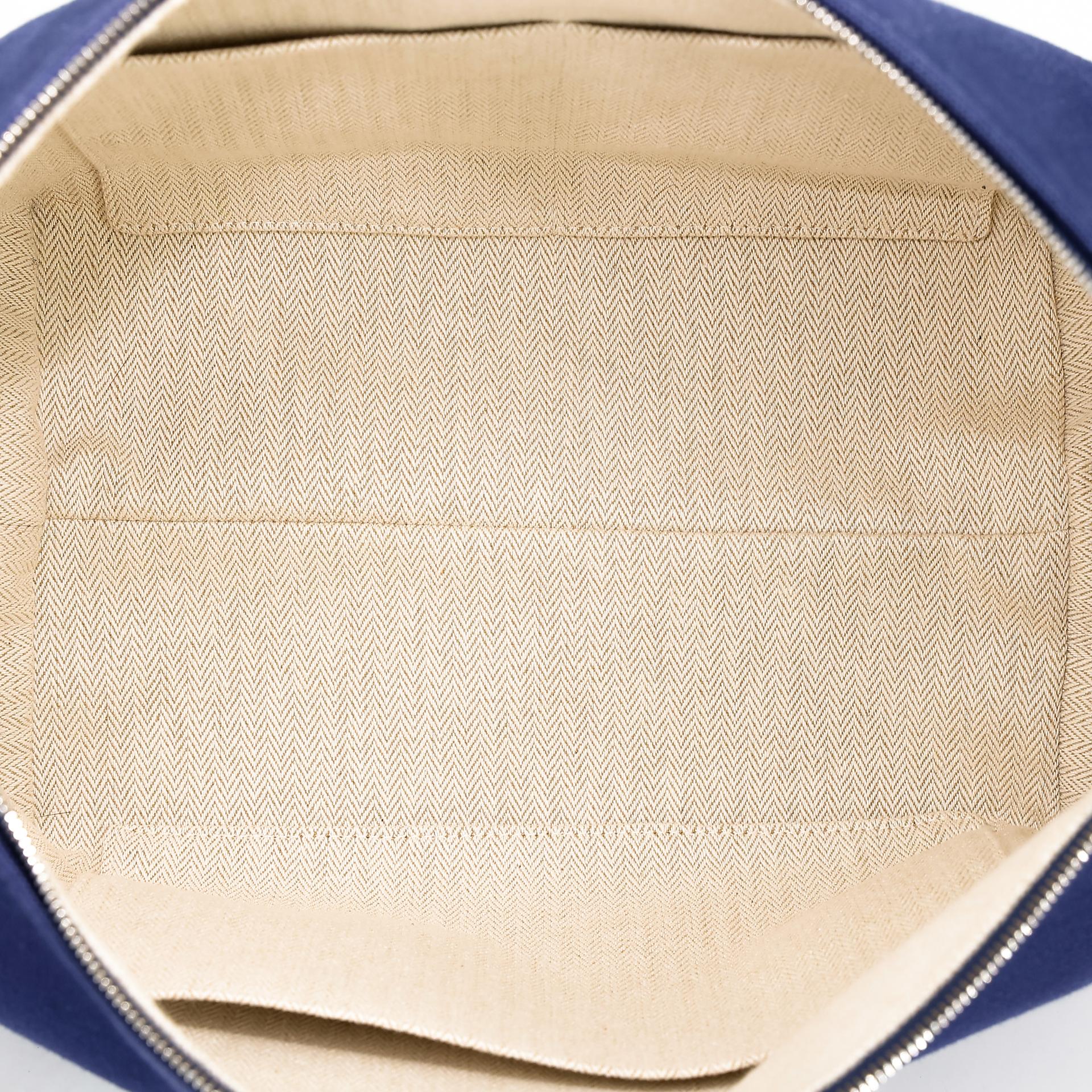 Very Good ( Rank A) HERMÈS Bride-a-Brac Case GM Blue Marine (78) Canvas Palladium hardware - 20