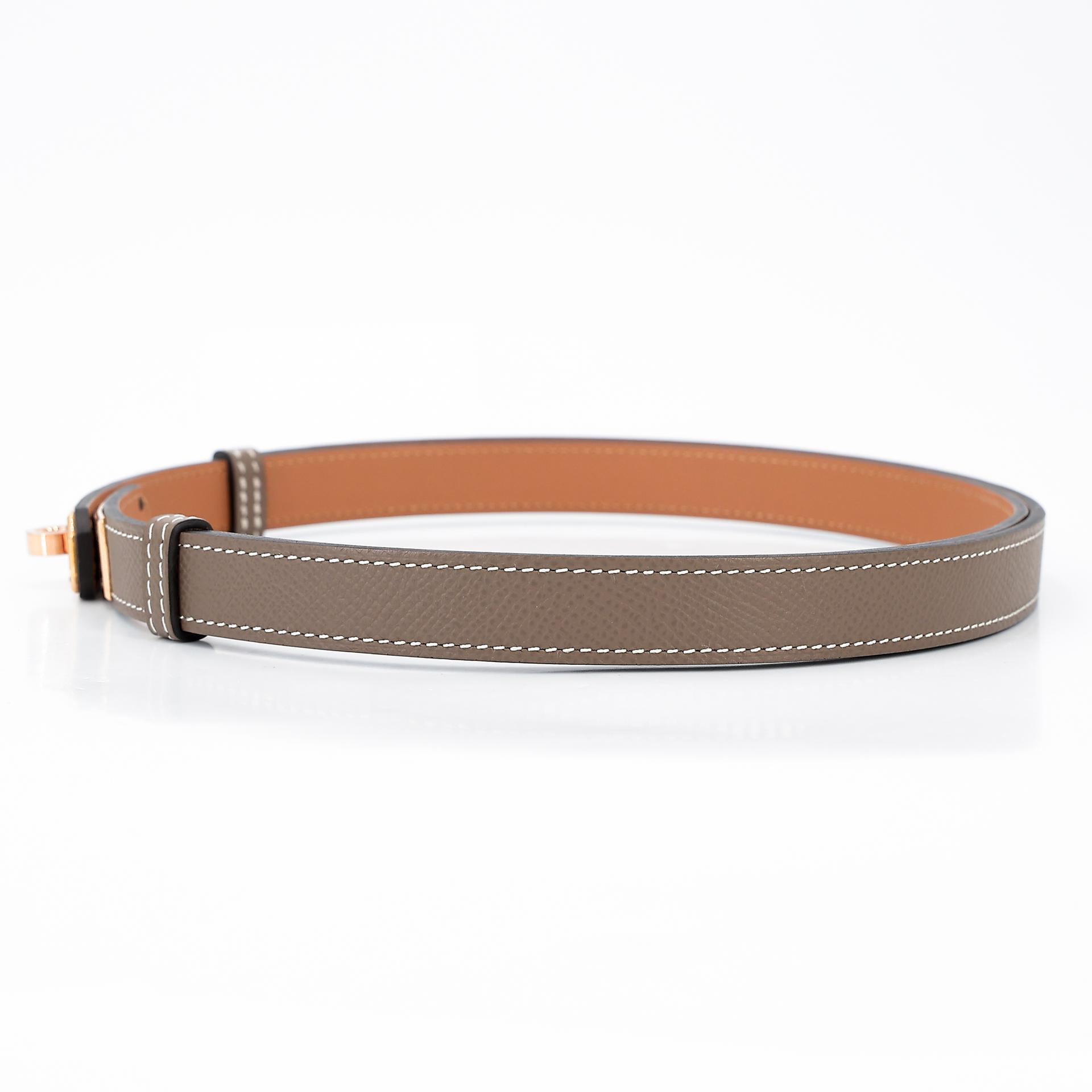 Unused ( Rank NS ) HERMÈS Kelly belt Etoupe (18) Epsom Rose Gold hardware U (2022) - 2
