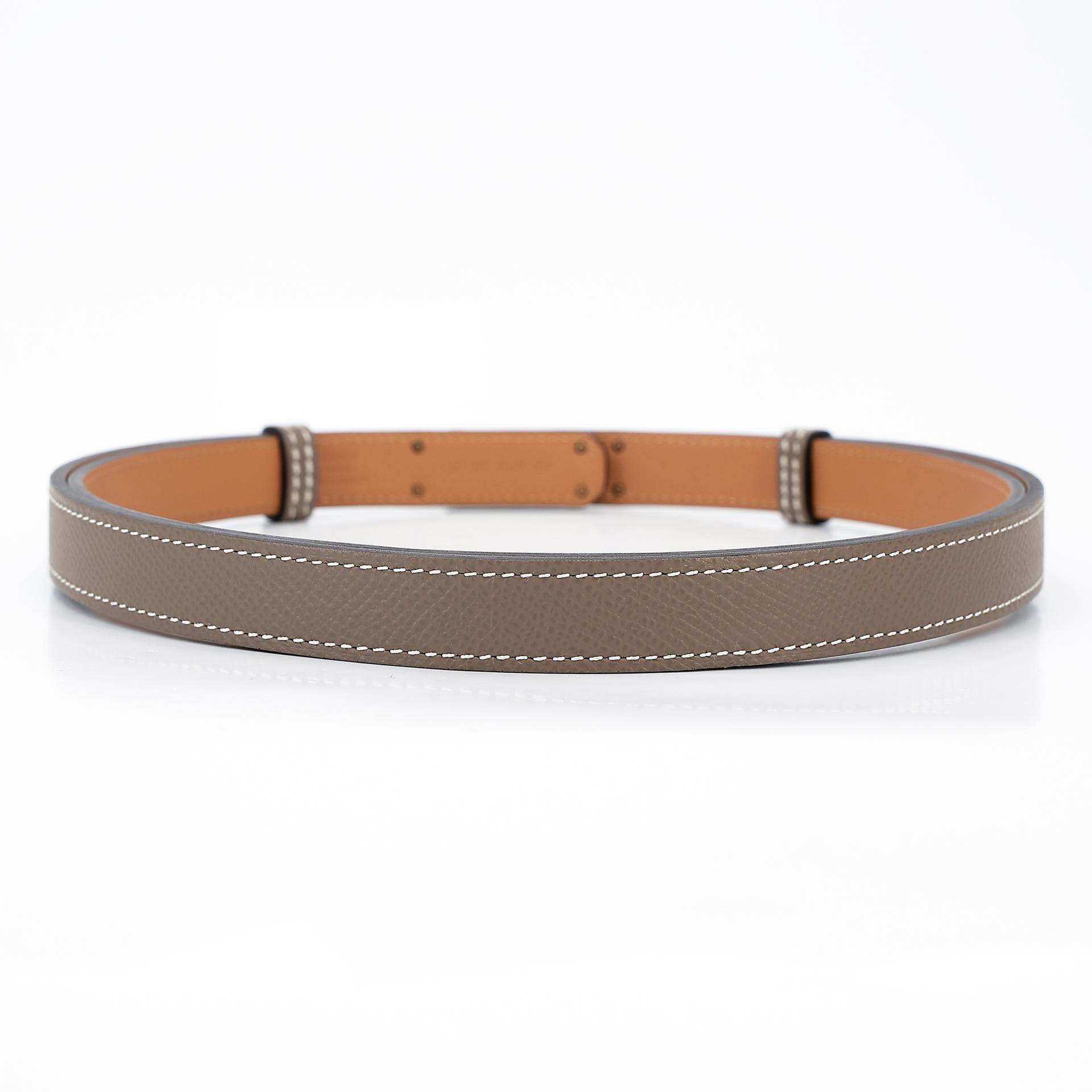 Unused ( Rank NS ) HERMÈS Kelly belt Etoupe (18) Epsom Rose Gold hardware U (2022) - 3