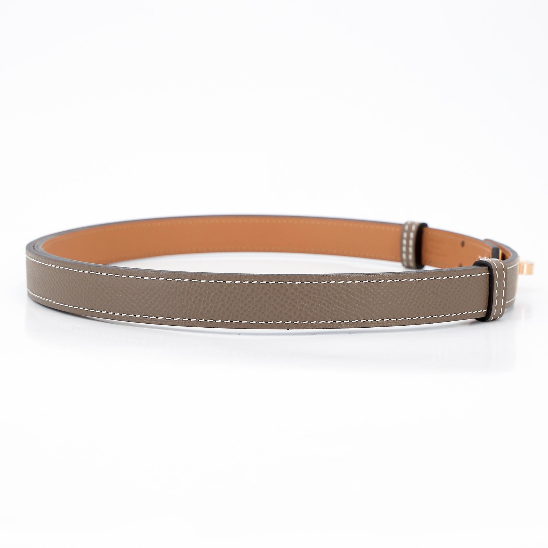 Unused ( Rank NS ) HERMÈS Kelly belt Etoupe (18) Epsom Rose Gold hardware U (2022) - 4