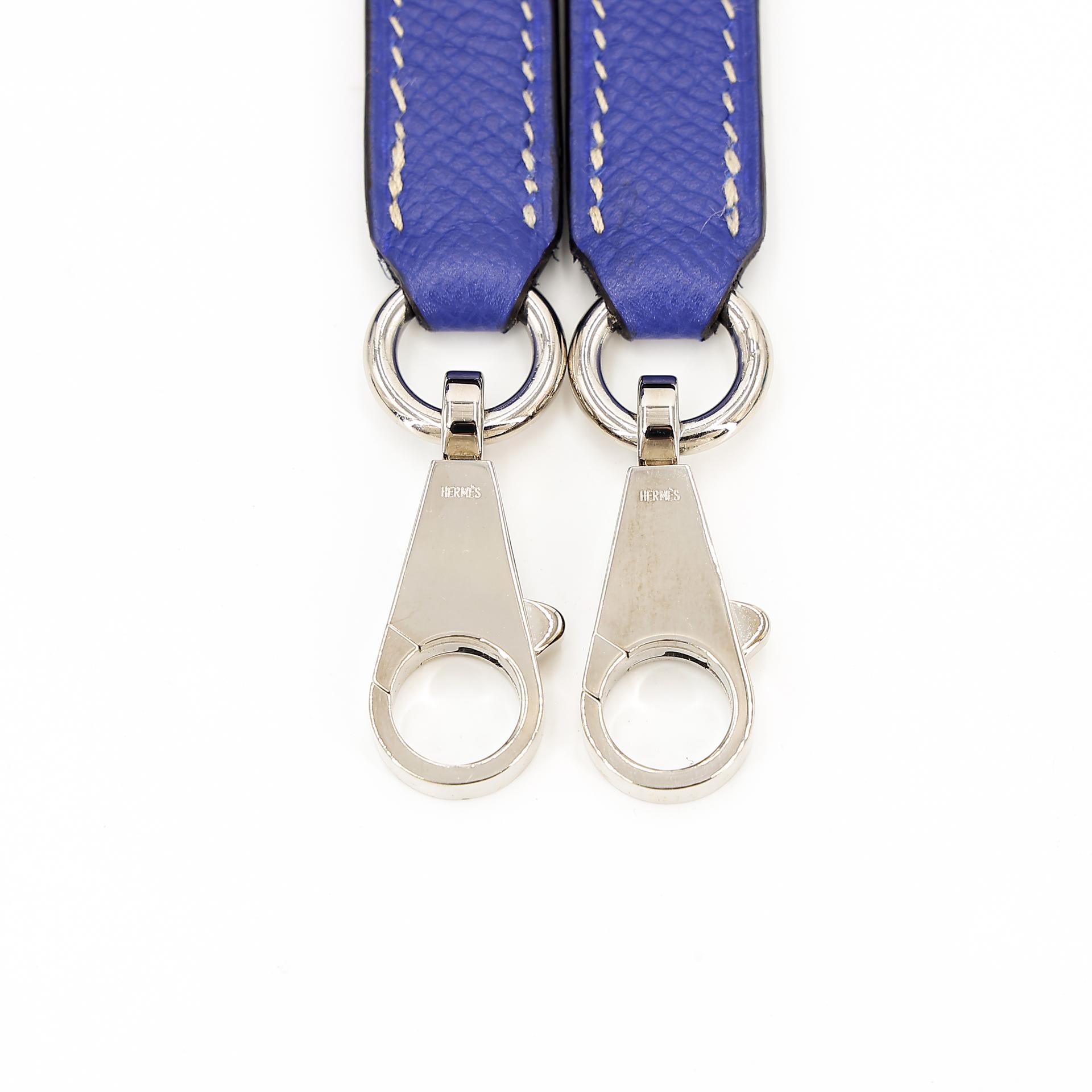 Very Good ( Rank A) HERMÈS Kelly 28 Verso Bleu Electrique (7T) Bleu de Prusse (7P) Epsom Palladium hardware Square P (2012) - 27