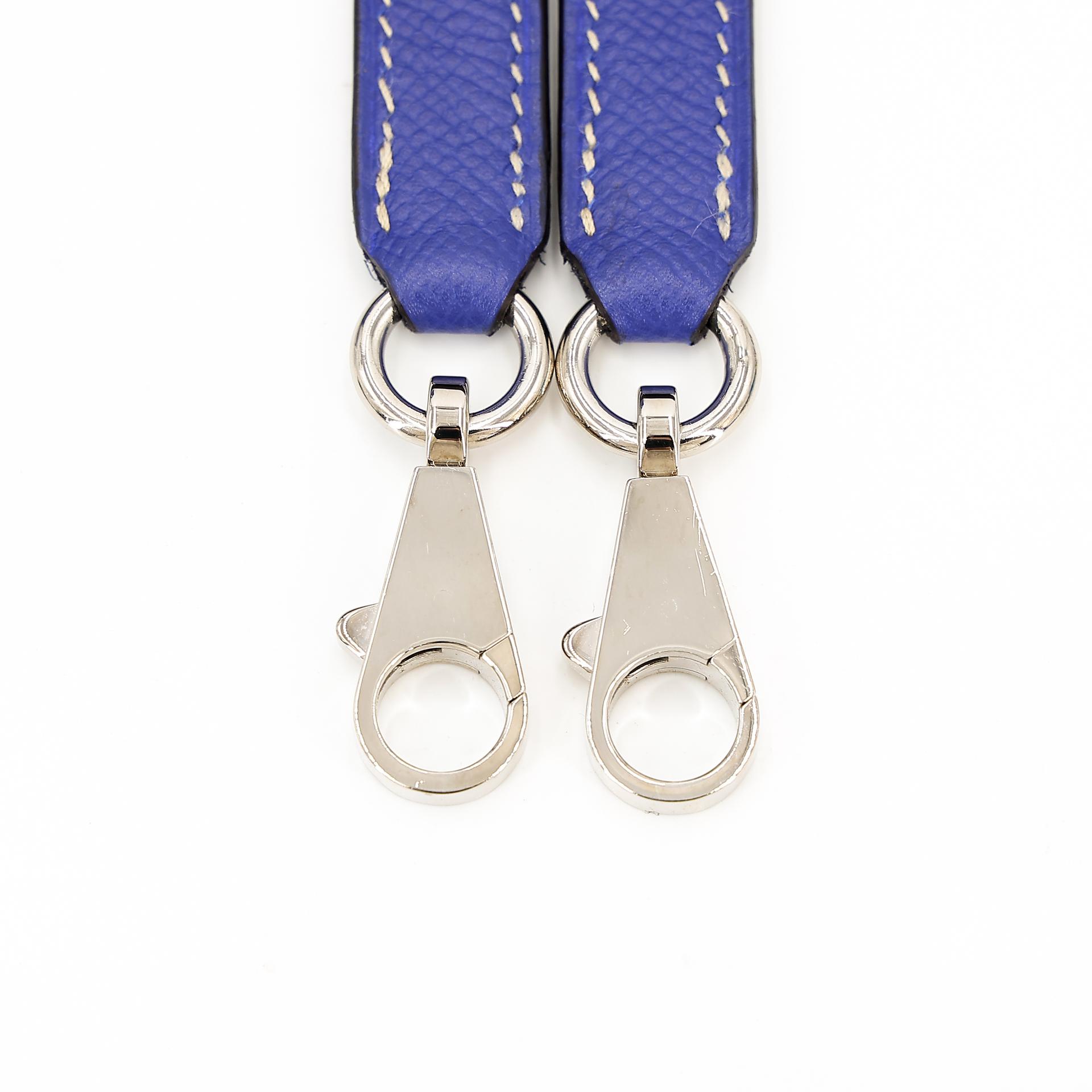 Very Good ( Rank A) HERMÈS Kelly 28 Verso Bleu Electrique (7T) Bleu de Prusse (7P) Epsom Palladium hardware Square P (2012) - 28