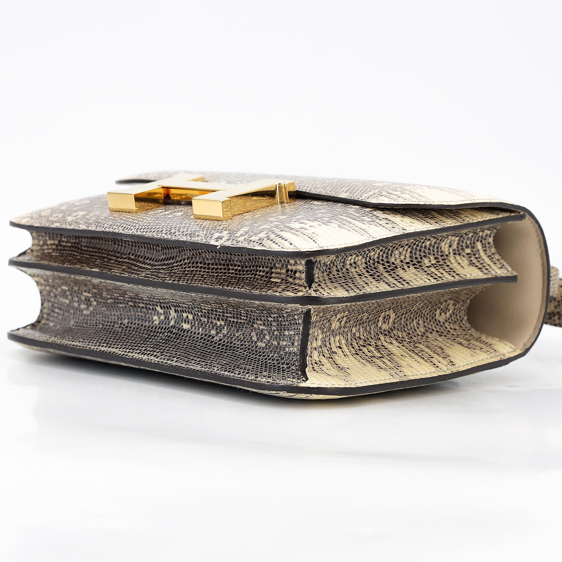 Very Good ( Rank A) HERMÈS Constance Mini Ombre (1B) Lizard Gold hardware Y (2020) - 4