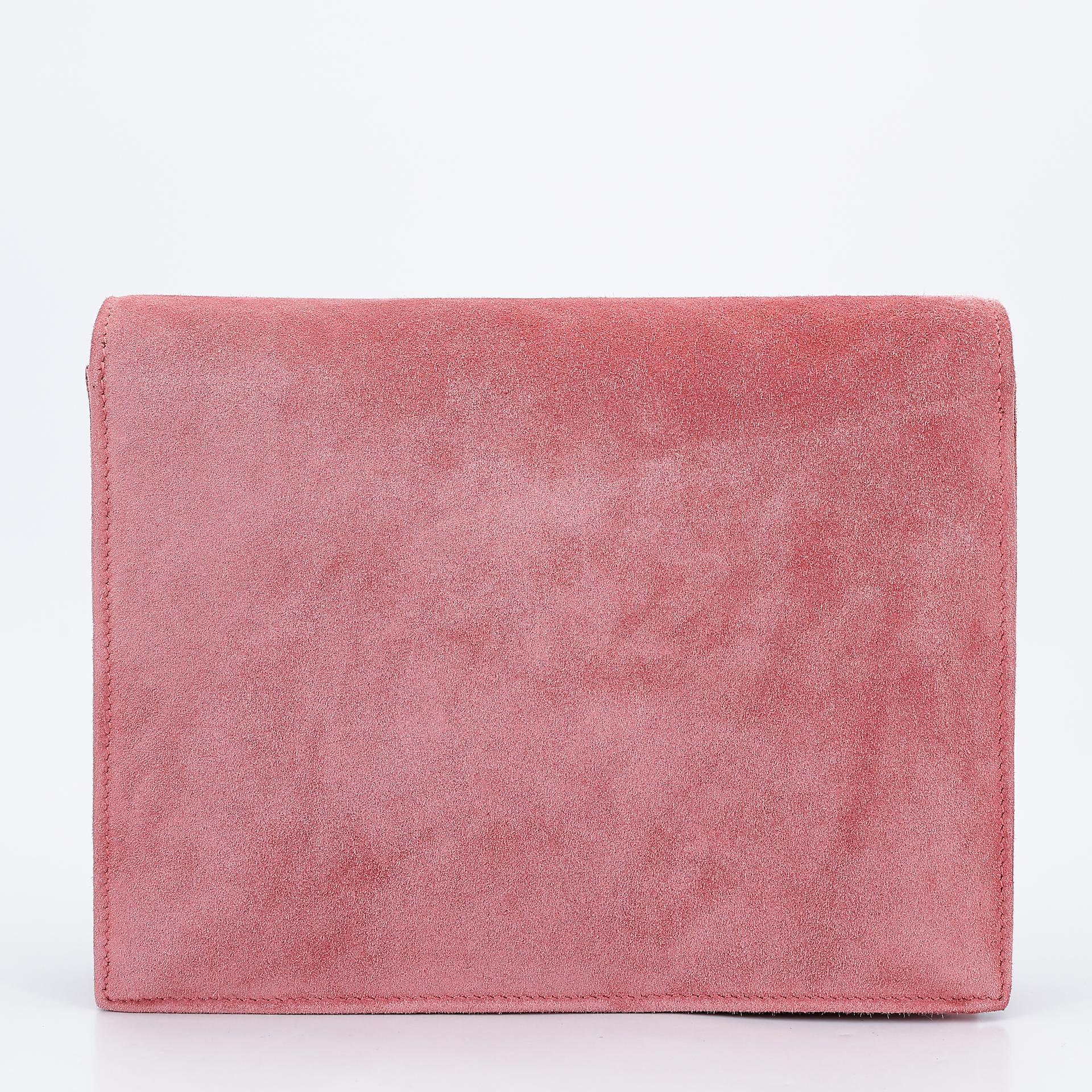 Excellent ( Rank SA ) HERMÈS Verrou 21 Clutch Rose Indien (5N) Doblis Suede Permabrass hardware Square R (2014) - 2
